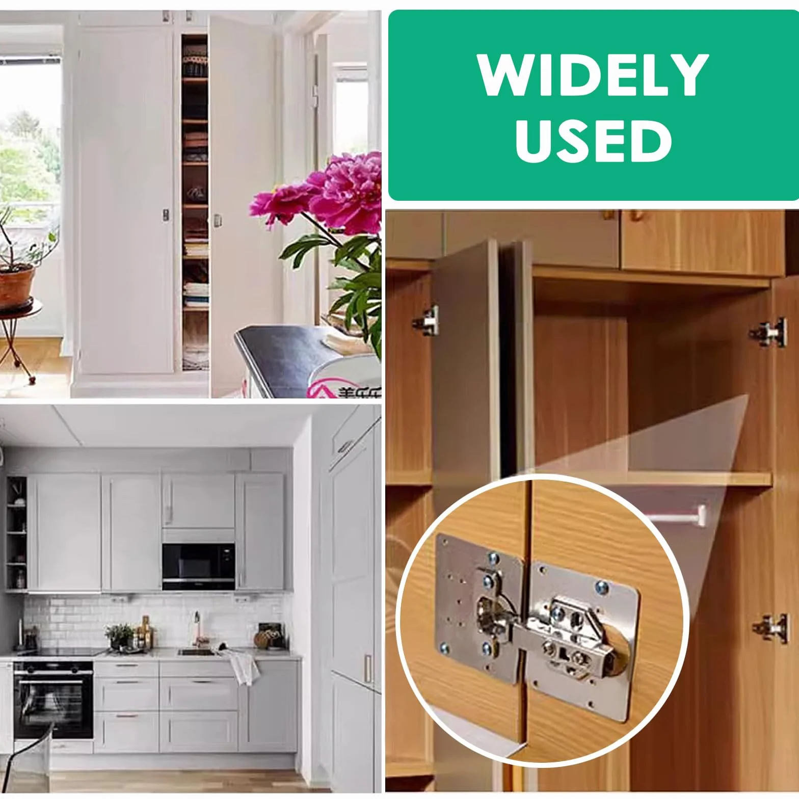 Placa Reparación Bisagras Cocina Inoxidable, 12 Piezas con Tornillos Fijación para Muebles Madera