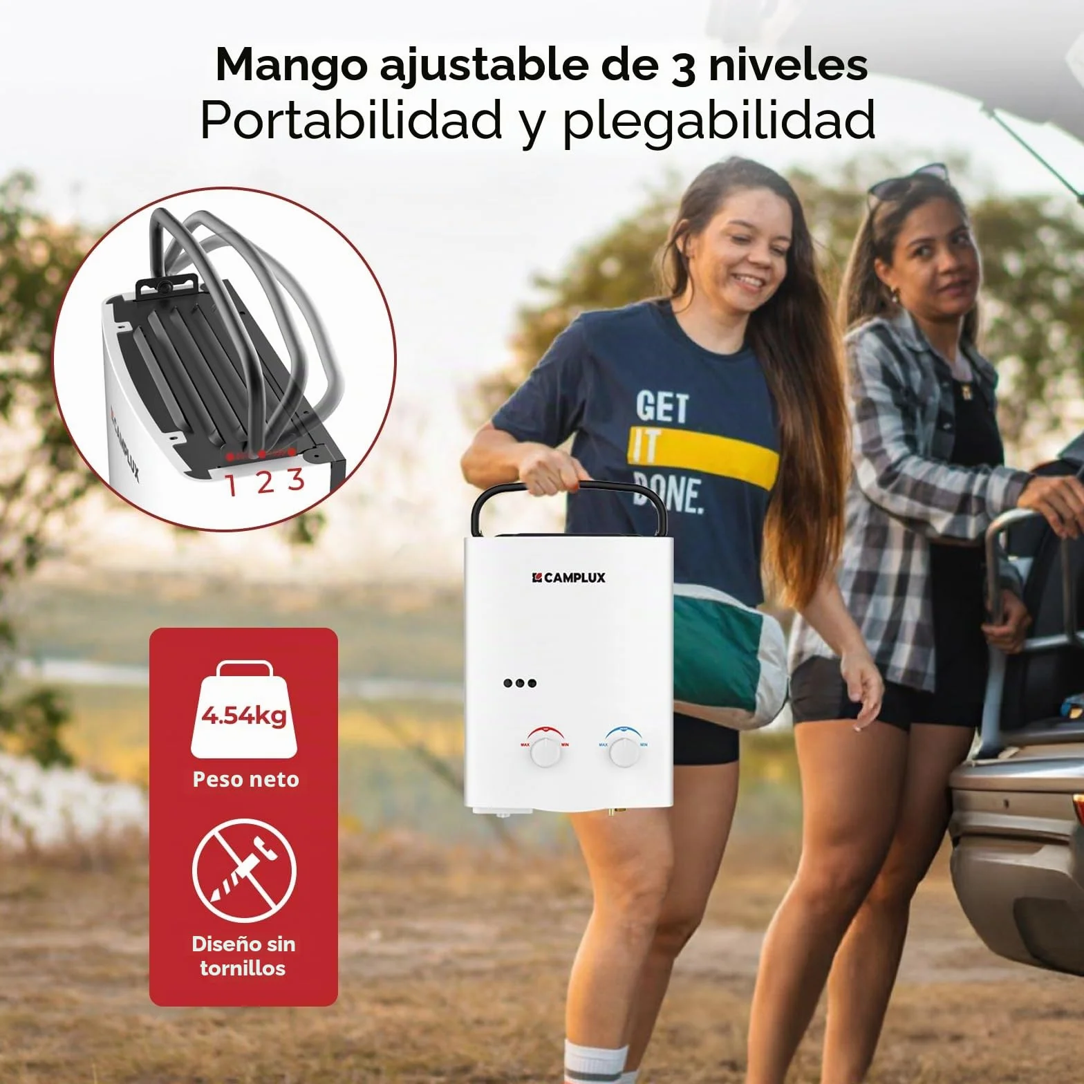Camplux AY132P43 5L Calentador de Agua de Gas sin Tanque, Bomba de Agua 4.3L para Viaje RV Campamento