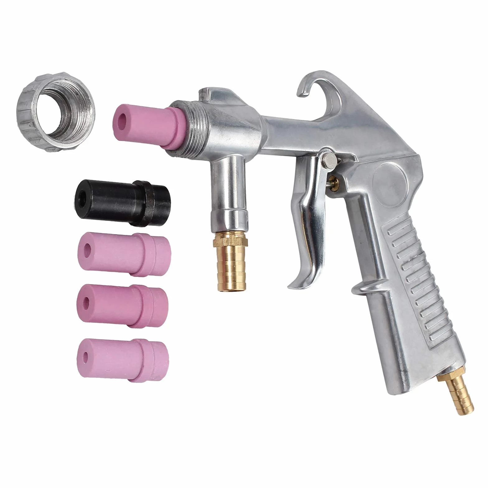 Juego de pistola de chorro de arena de aire comprimido con 4 boquillas de cerámica para chorro de arena, pistola de chorro de arena, dispositivo de chorro de arena para proyectos profesionales