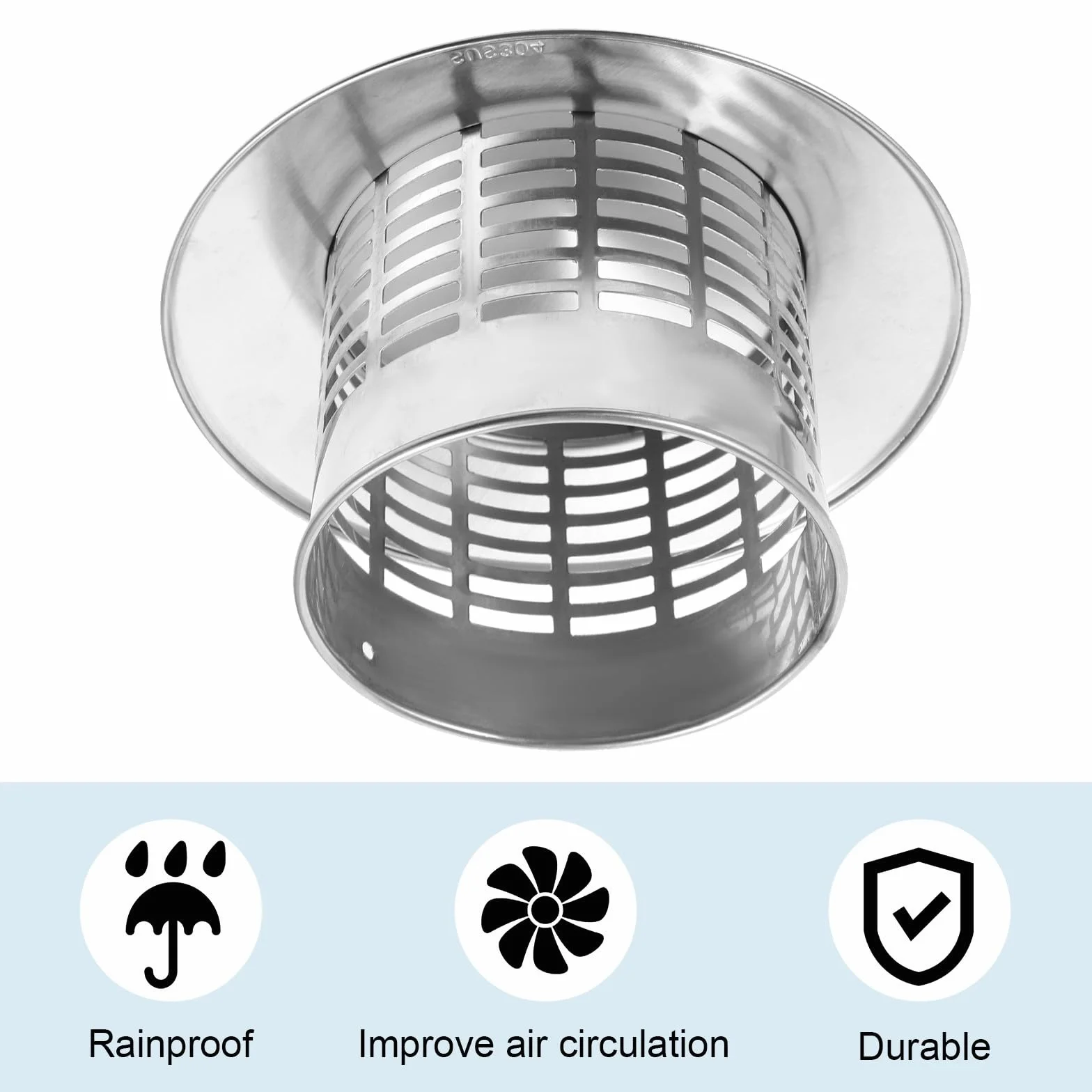 Sombrerete de Ventilación para Techo de 110 MM en Acero Inoxidable 304, Cubierta para Conductos de Humo y Sistema de Escape en Espacios Residenciales