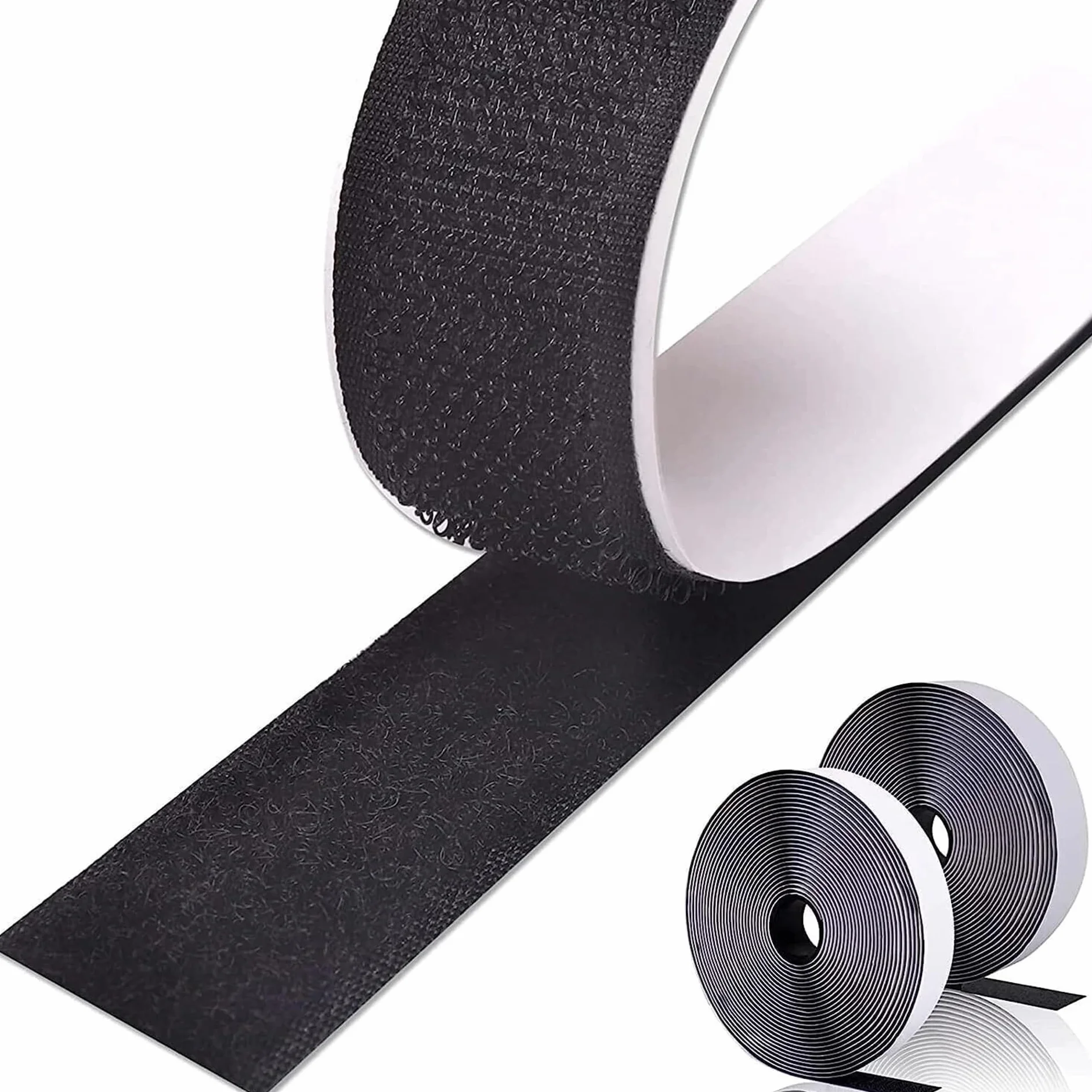 Cinta Adhesiva Gancho y Bucle Negro Doble Cara [1 Metro x 50 mm] Fuerte para Pared y Tela | Cierre Autoadhesivo Extrafuerte Reutilizable | Fijación sin Taladro para Cuadros, Mosquiteras