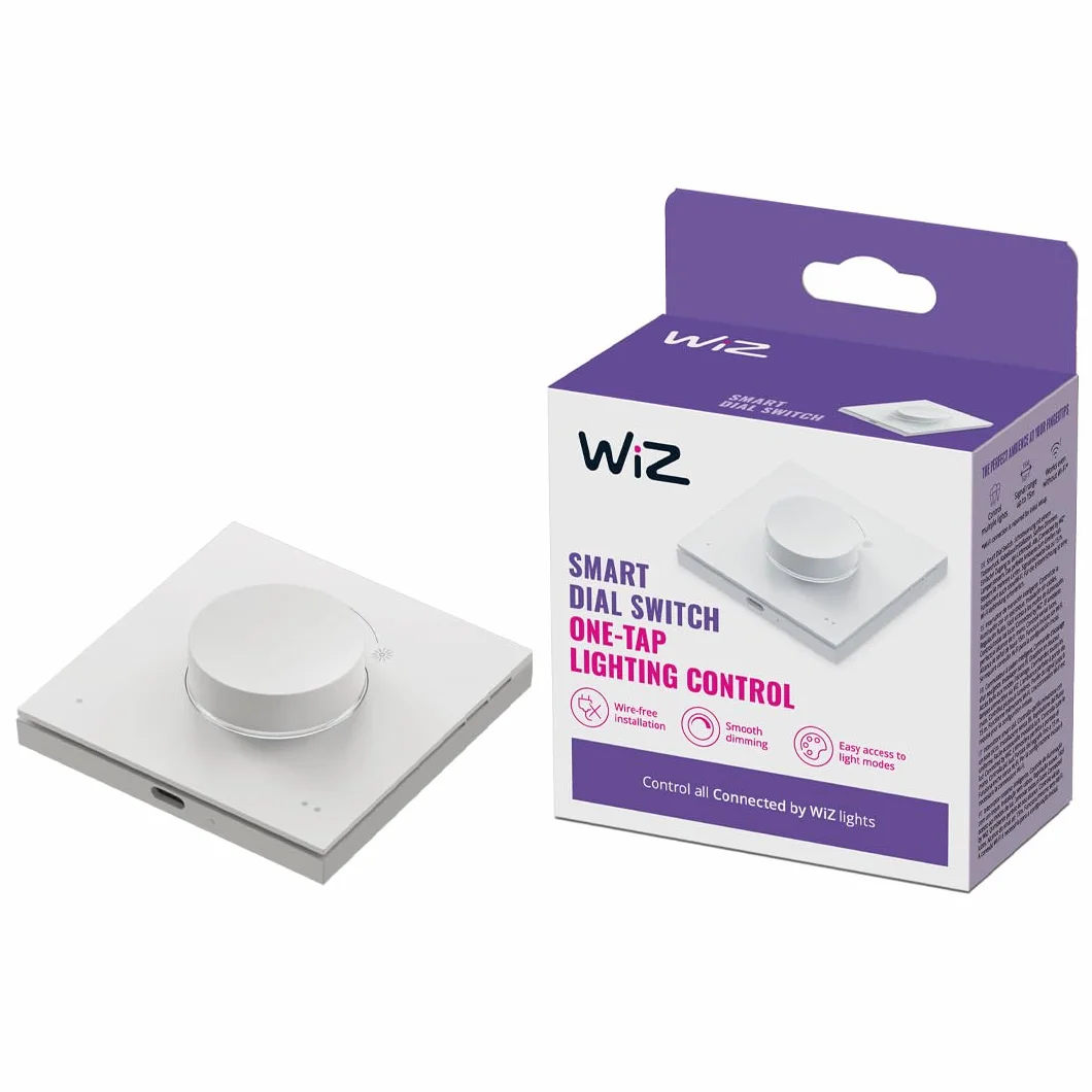 Wiz - Control Inteligente Dial Switch - Control portátil, Regula Intensidad y escenas predefinidas, Recargable por USB, Control Luces