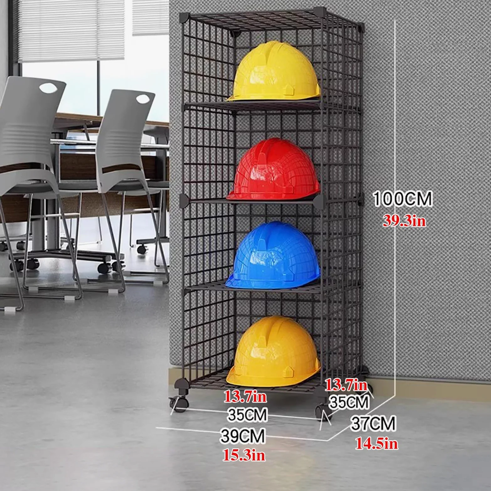 Casco Obra Soporte Móvil para Cascos de Obra, Soporte Apilable para Cascos de Motocicleta y Gorras de Seguridad, Soporte para Colocar Gorras de Béisbol.(Black,39x37x100cm)