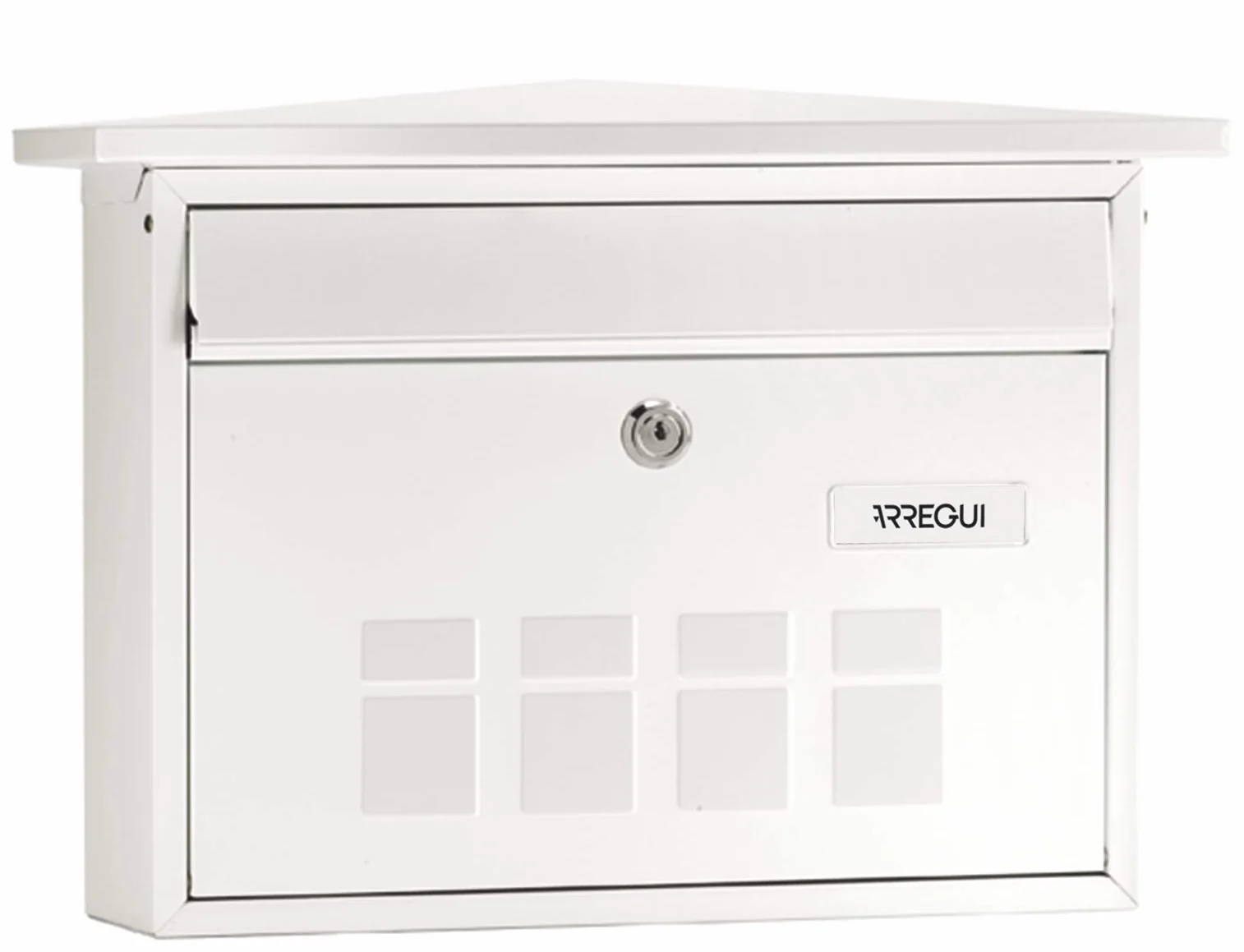 ARREGUI Deco E5701 Buzón Exterior de Acero, Tamaño M (Correo DIN A4 y Revistas), Buzón de Correo Mediano, Buzón de Pared de Fondo Estrecho, Antilluvia, Fácil de Instalar, Blanco