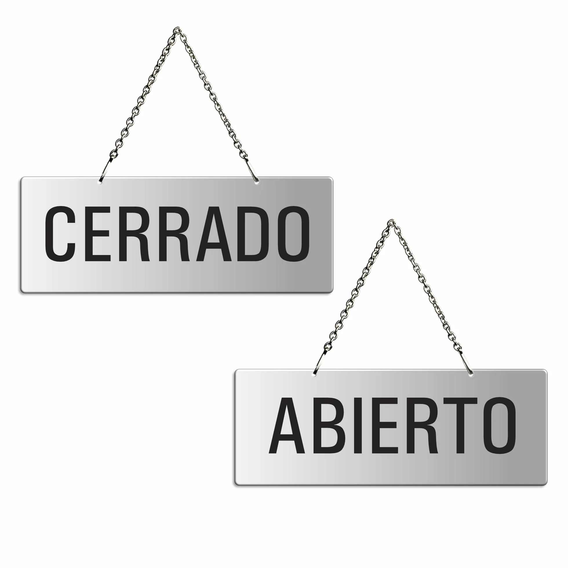 Placa Aluminio | Cartel para Colgar Abierto - Cerrado | 175x65 mm No.31209-E