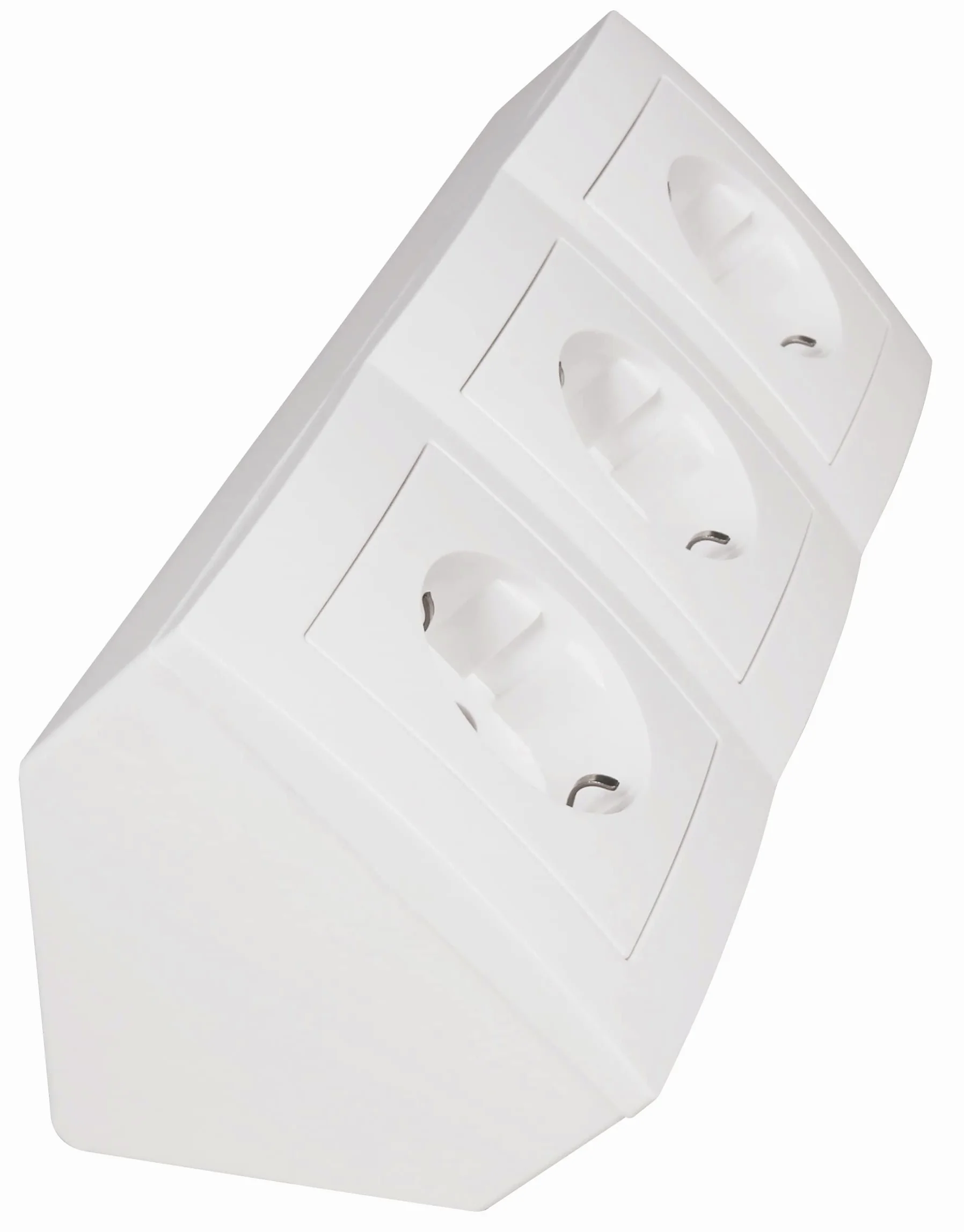 Bloque de bases de enchufe MC POWER | Flair | Bases de enchufe de 3 vías con contacto de puesta a tierra, cable de 15cm con terminal de lustre, 250V/ 16A, montaje en superficie, blanco mate
