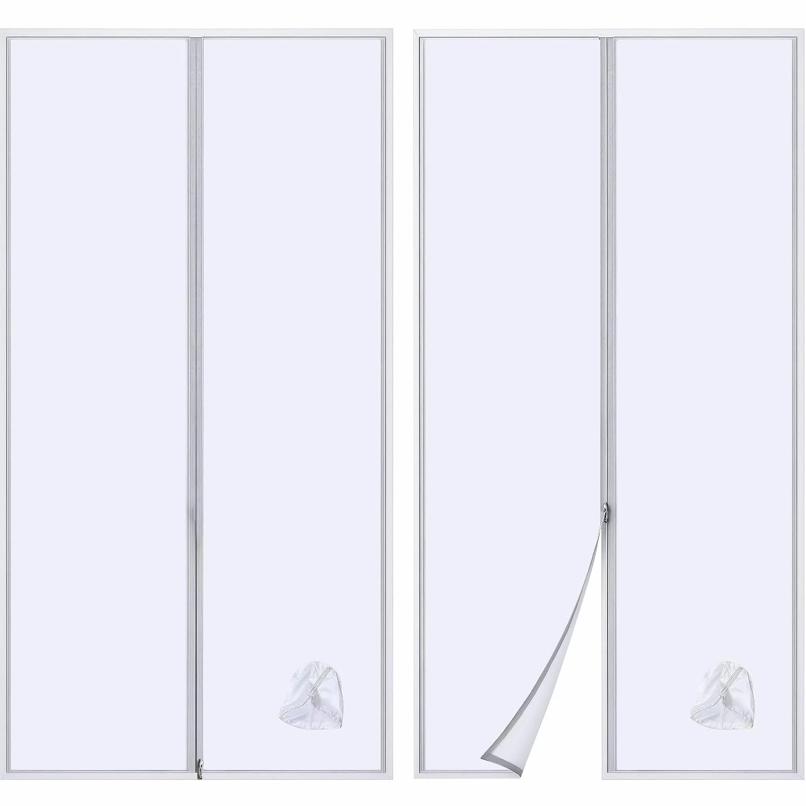 Aislante de Puerta para Aire Acondicionado Móviles, Sello de Puerta con Extensión de Manguera Cosida, Kit Puerta Aire Acondicionado Portatil con Cremallera, Fácil de Instalar (90x210cm)