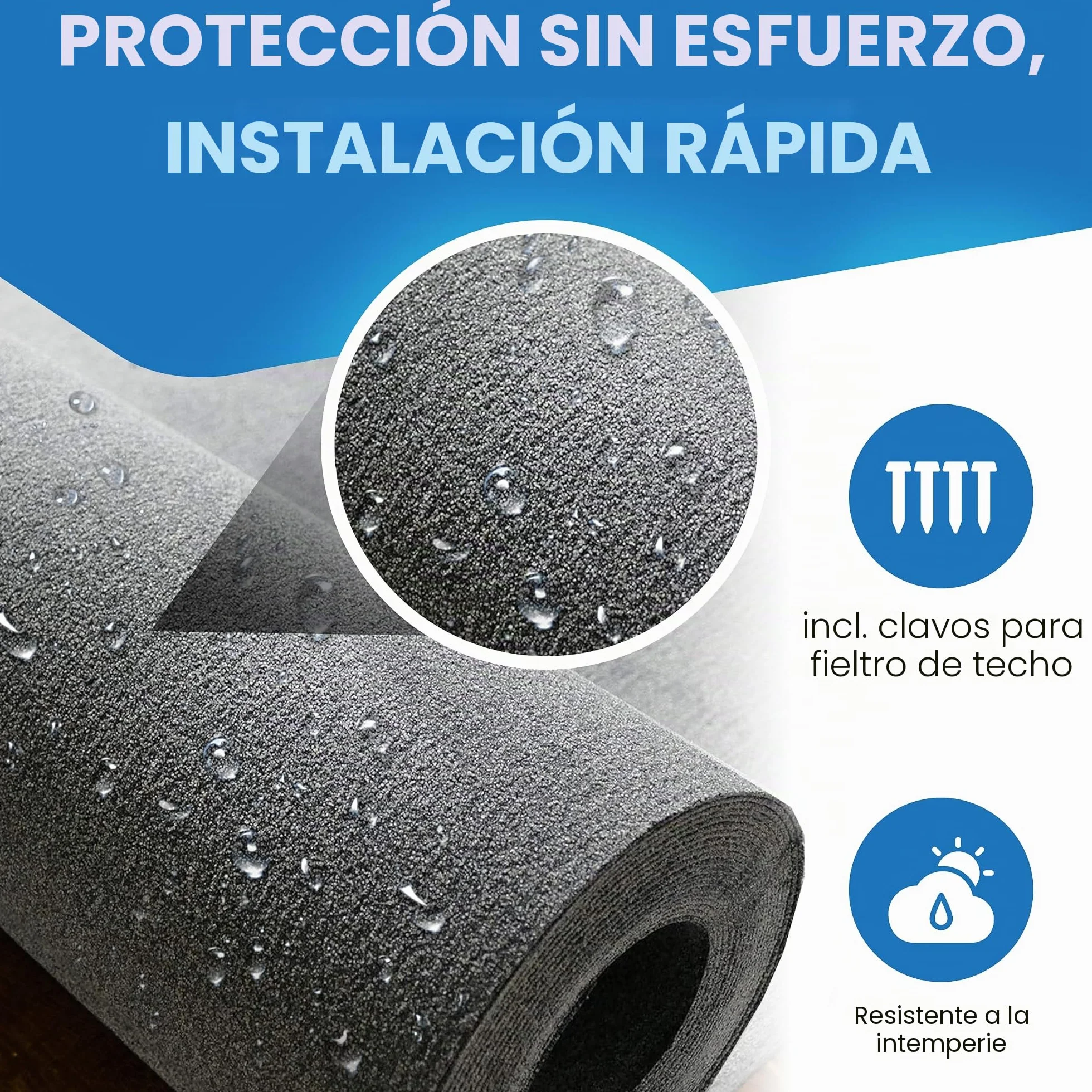 GARTENPIRAT Rollo con 5,0 m² de Tela asfáltica arenosa para techos Color Negro
