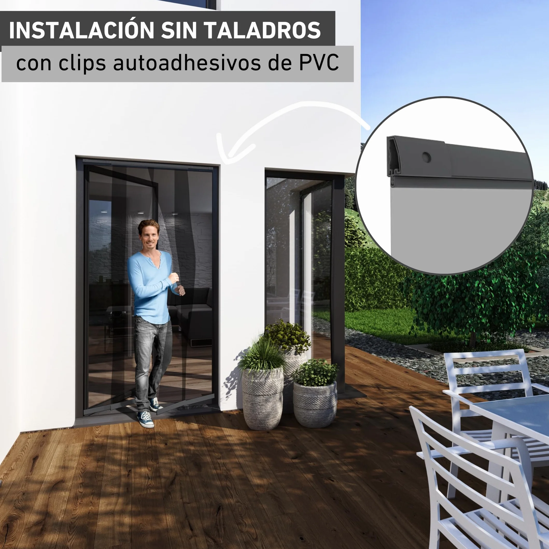 Windhager Cortina de mosquitera con Lamas telescópicas 120 cm, Antracita, 04302