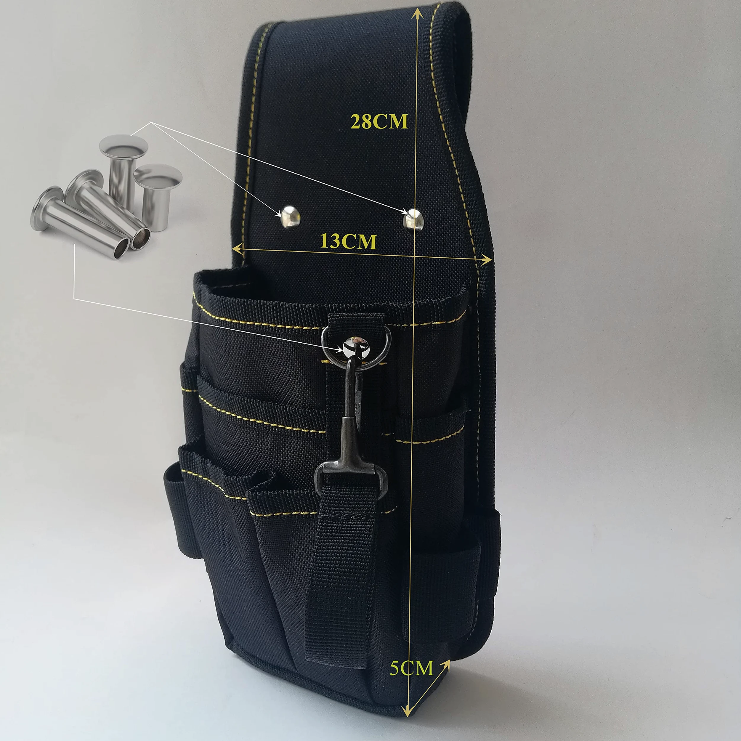 bolsa herramientas negro profesional con cinturón cómodo ensanchamiento ajustable,Refuerzo remaches,Fuerte y resistente al desgaste,Material nailon grueso doble capa,hogar o profesional