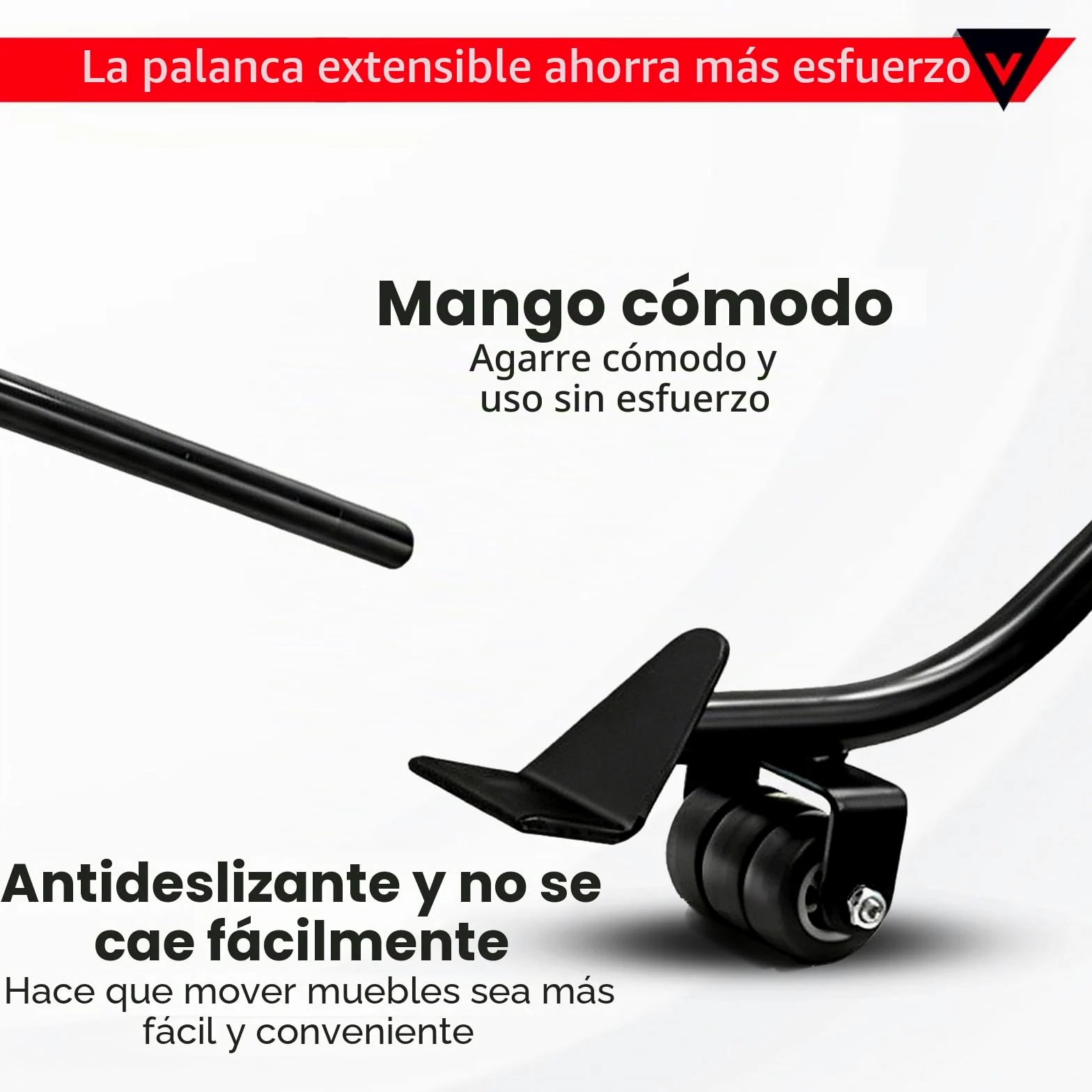 Juego de Elevador de Muebles, Ruedas para Mover Muebles con Barra de Extensión de 630 mm, 4 Ruedas 360 Grados para Muebles, Carga Máxima 500 kg, para Mover Refrigeradores, Sofás, Lavadoras, etc.