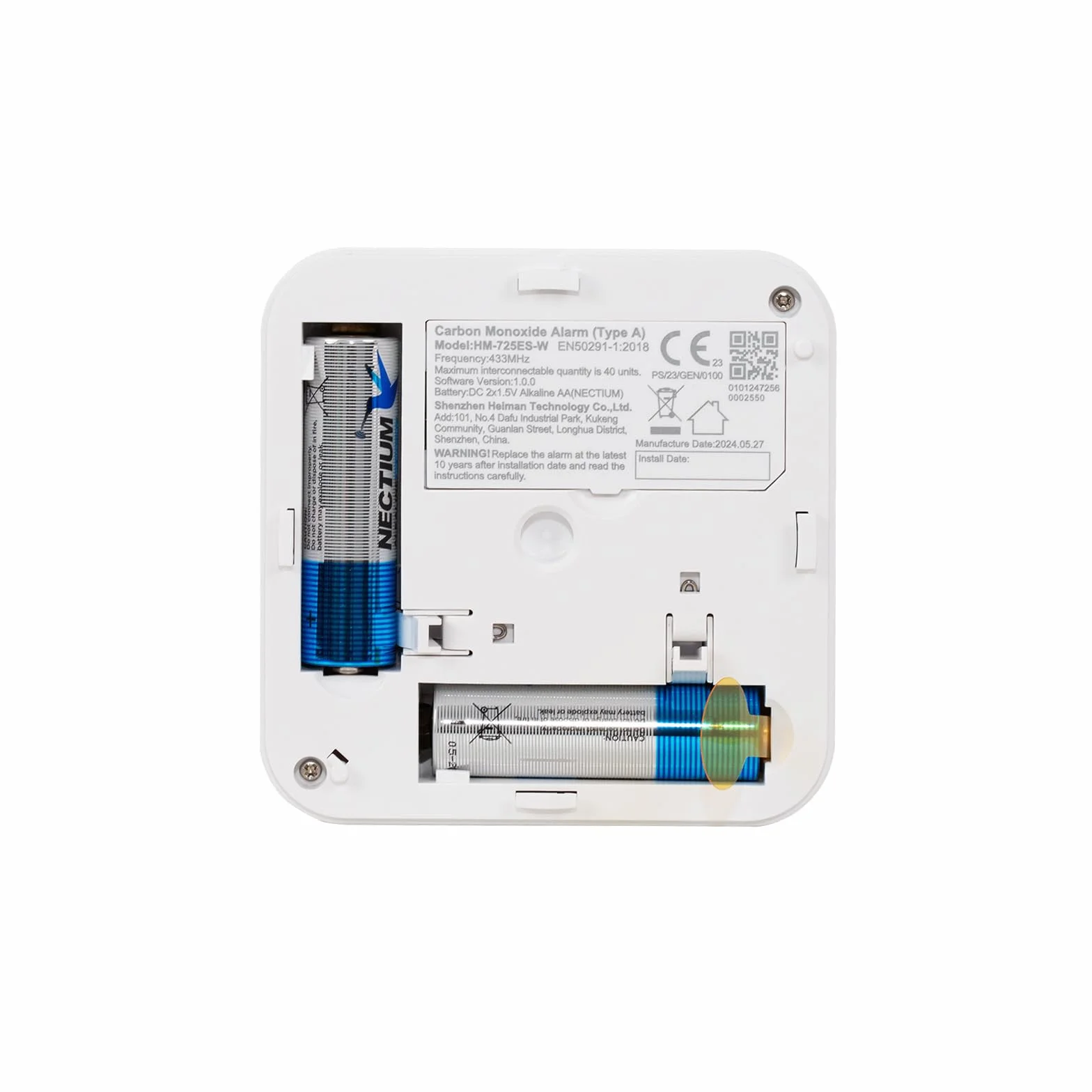 HEIMAN Detector de CO Interconectada, alarma CO de monóxido de carbono, sensor de 10 años, pilas intercambiables, 85 dB, detector de monóxido de carbono para el hogar, portátil, funciona con pilas (1)