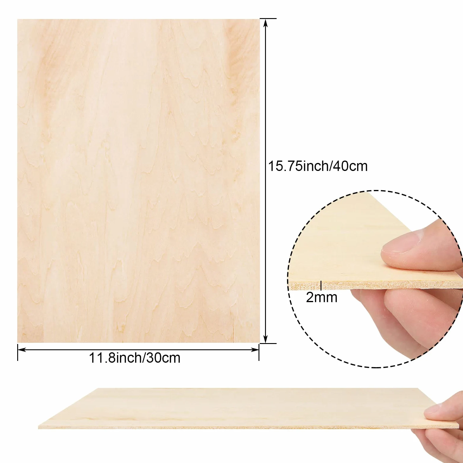 SENENQU 12 Piezas Tablero Madera de Balsa 400 x 300 x 2 mm, Contrachapado de Tilo para Manualidades Grandes, Corte Láser, Pirograbado, Modelismo y Pintura DIY, Superficie Lisa Color Madera
