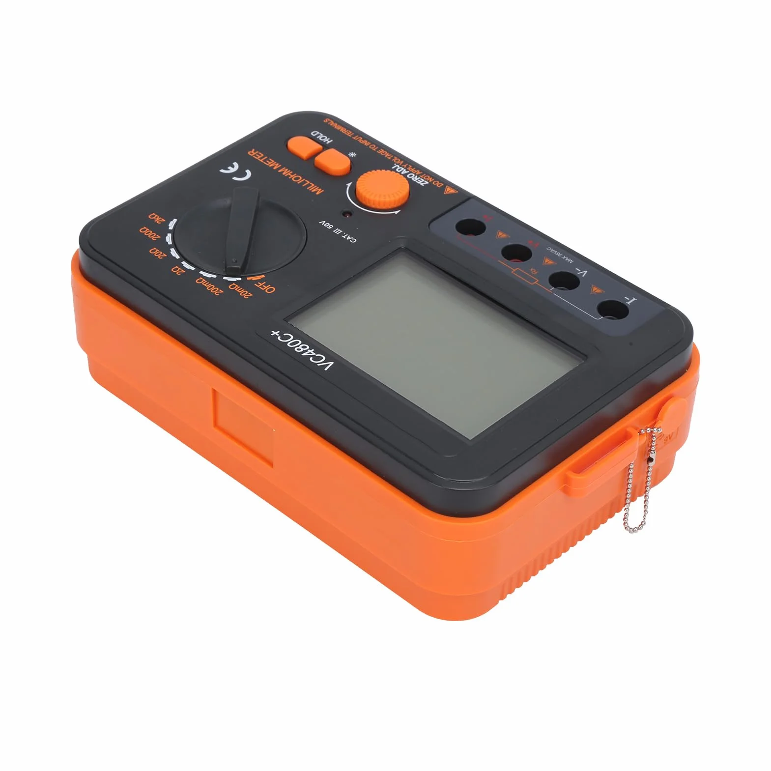 VC480C Probador Digital de Miliohmímetro 6 Rangos Medición Baja Resistencia CC 4 Cables Pantalla LCD Grande Portátil