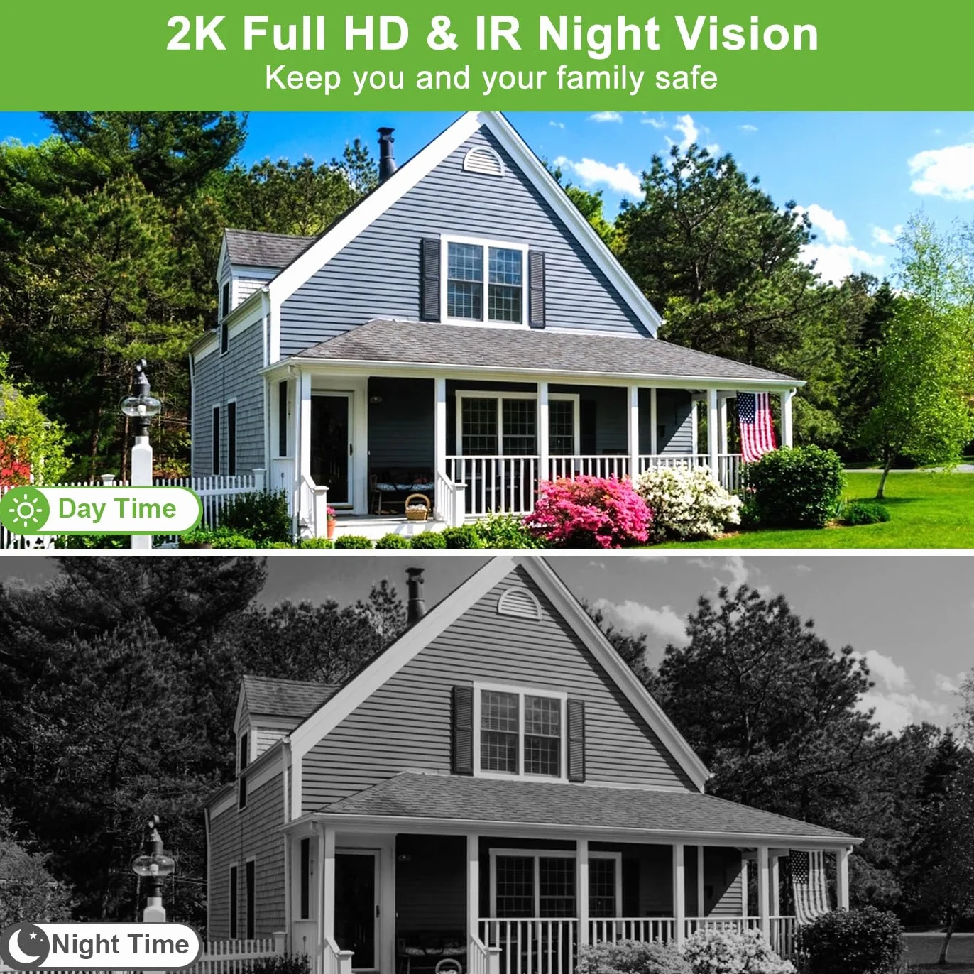 KAMEP Cámara de timbre de video inalámbrica WiFi 2K HD, detección PIR, audio bidireccional, visión nocturna, IP66