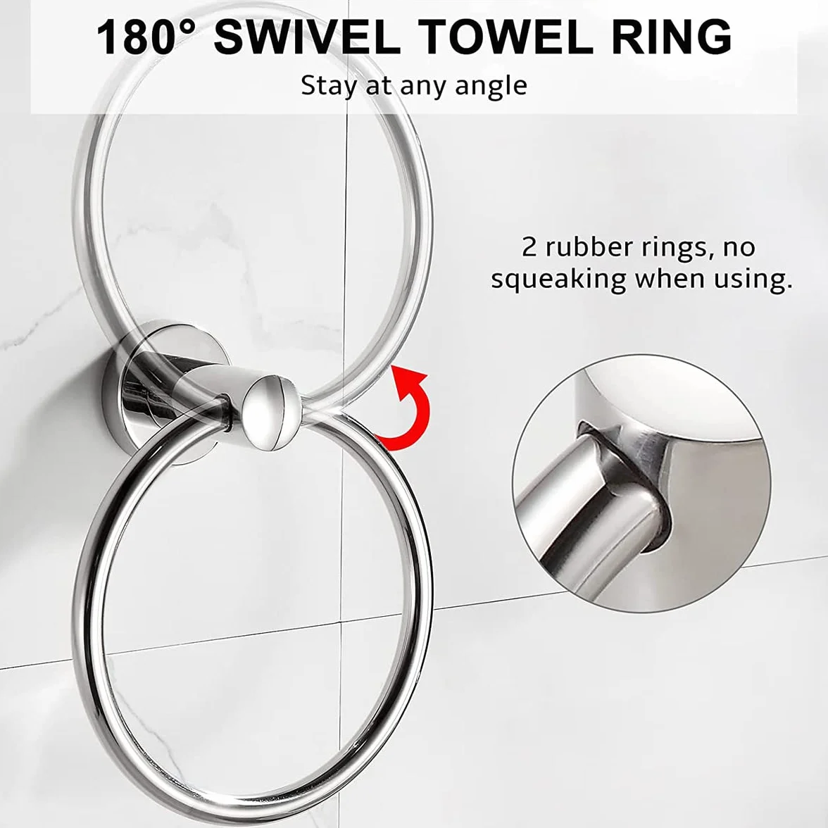 Toallero de pared acero inoxidable 304 cromado anillo toalla redondo baño cocina acabado cepillado