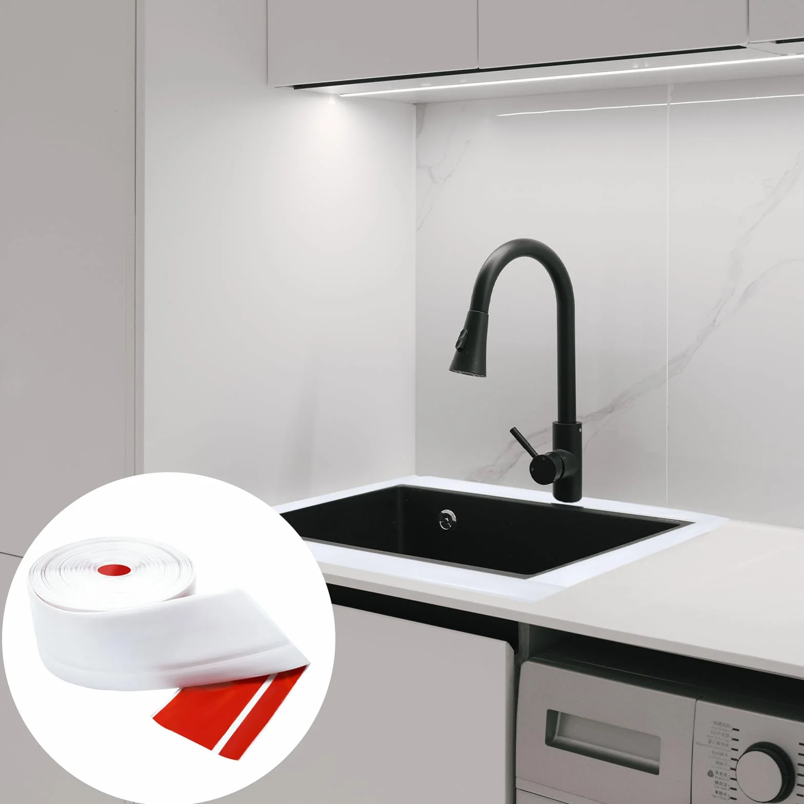 Rodapiés Flexible Autoadhesivo 50x20mmx12M PVC Adhesivo, Zócalo Cocina Baño Blanco