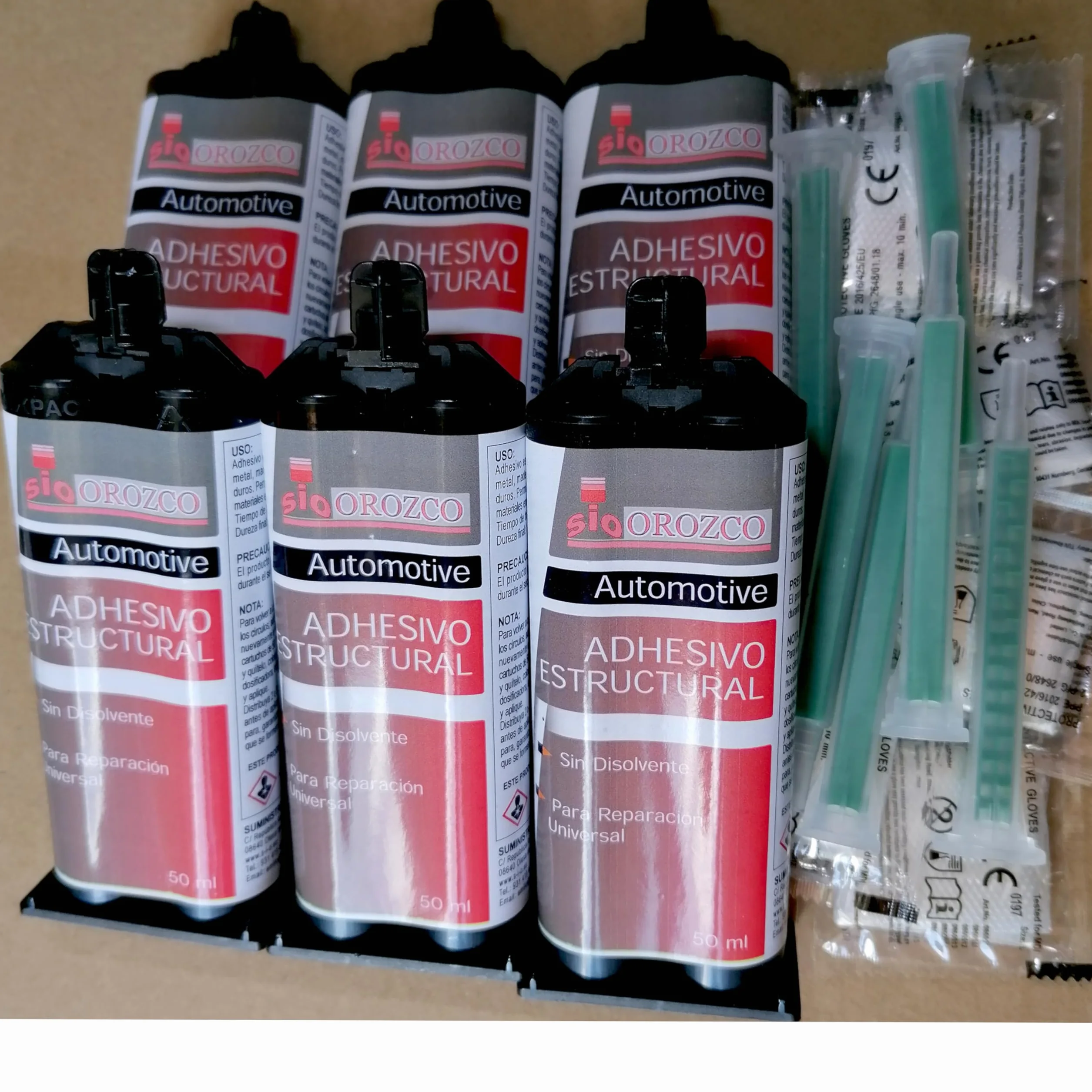 SIO 6x Adhesivo Epoxi Bicomponente 50 ml – Pegamento Estructural 2 Componentes Alta Resistencia – Unión Metal, Plástico, Madera, Cerámica – Secado Rápido – Uso Profesional Automoción y Bricolaje