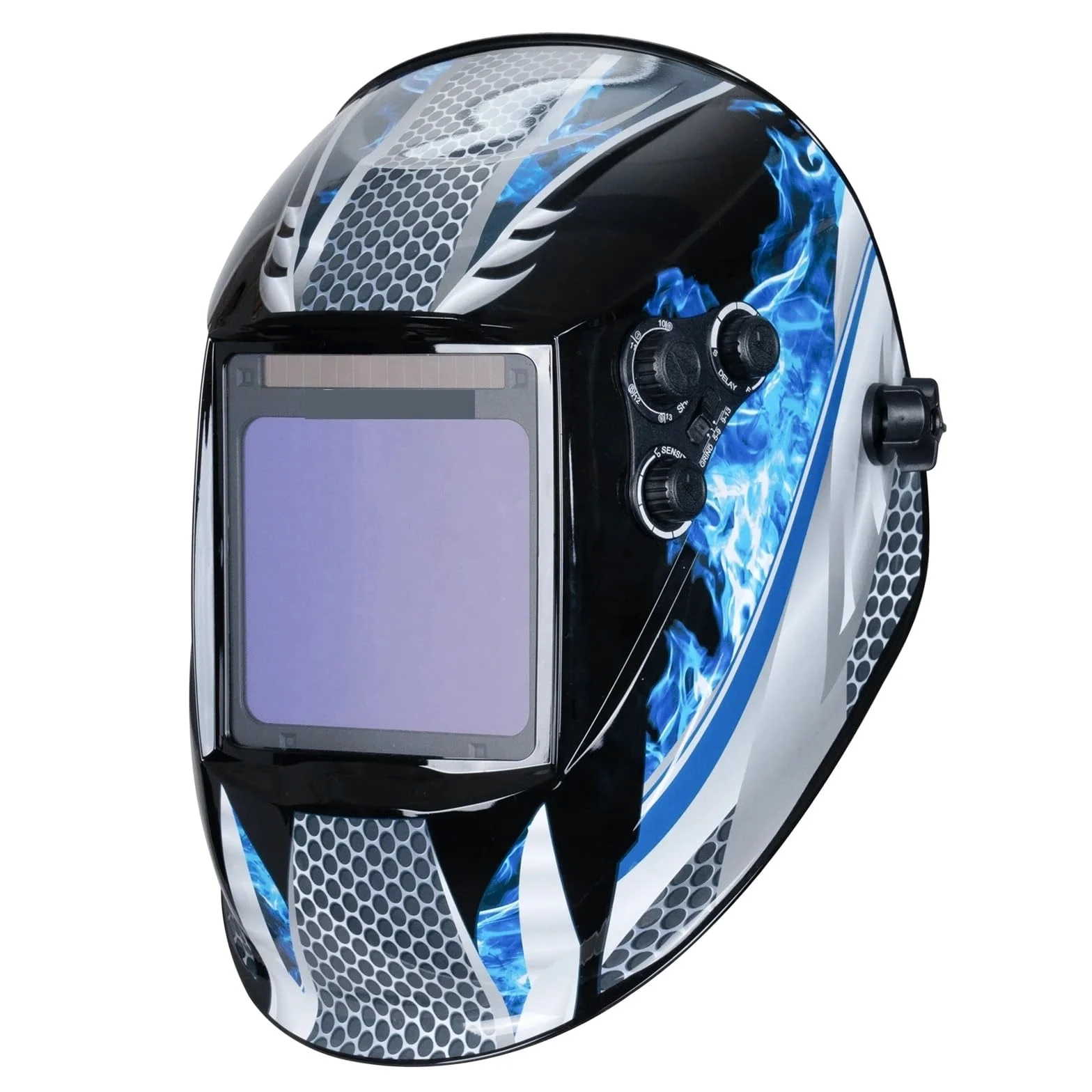 Careta Soldar Automatica,Casco de Soldadura Máscara de soldadura 1/1/1/1 Casco con oscurecimiento automático 100x97 mm Vista amplia Color verdadero 4 sensores for máquina soldadora(UN6K100x60mm1112)