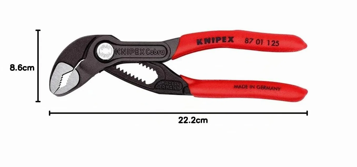 KNIPEX Cobra Tenaza de agarre pico loro con cartulinas autoservicio Mangos plasticos por inmersión antideslizantes 125, 87 01 125 SB