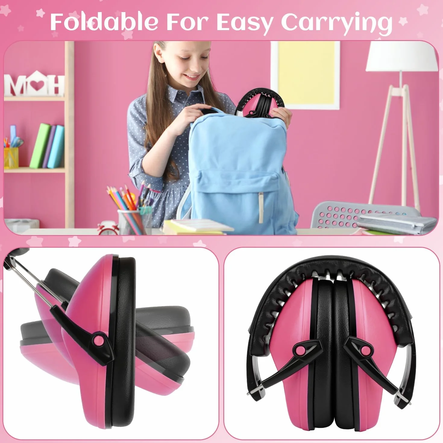 Floriogra Paquete de 2 Protector Oído para Niño, Protección Auditiva SNR 26dB con Diadema Ajustable, Casco Antiruidos Profesional Cancelación de Ruido para Bebé Nené Infante