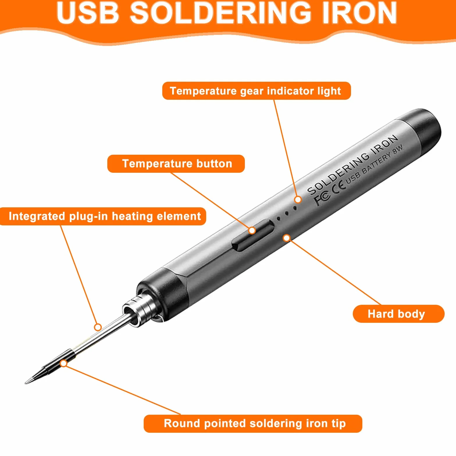 Soldador de Estaño Kit,Soldador con 3 Temperaturas,Ajustable 300 ℃-450 ℃, USB Interruptor ON/OFF