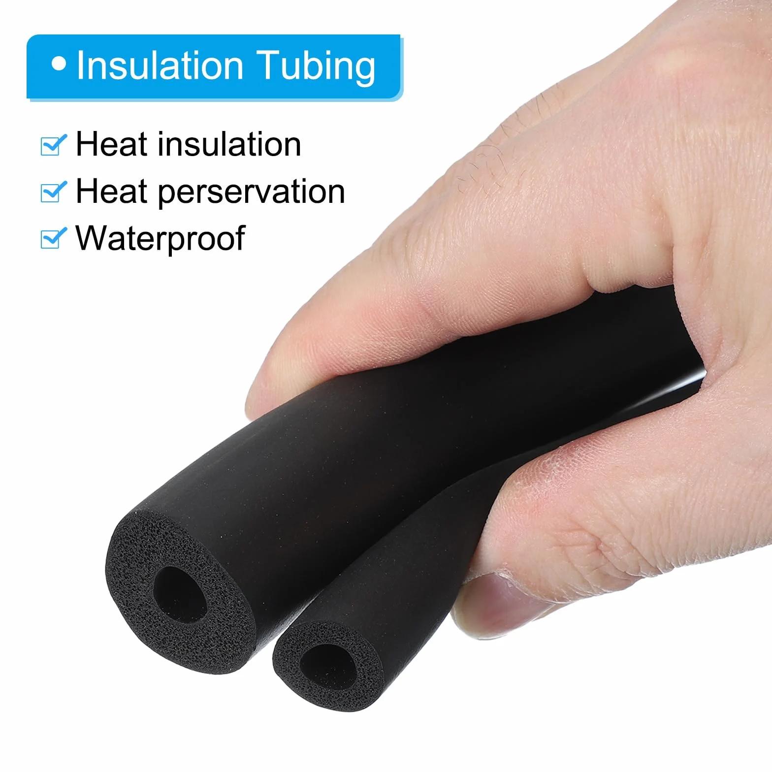 PATIKIL Tubo de espuma de aislamiento de tubería 4 mm DI x 6 mm DE x 1 m, 2 piezas, negro