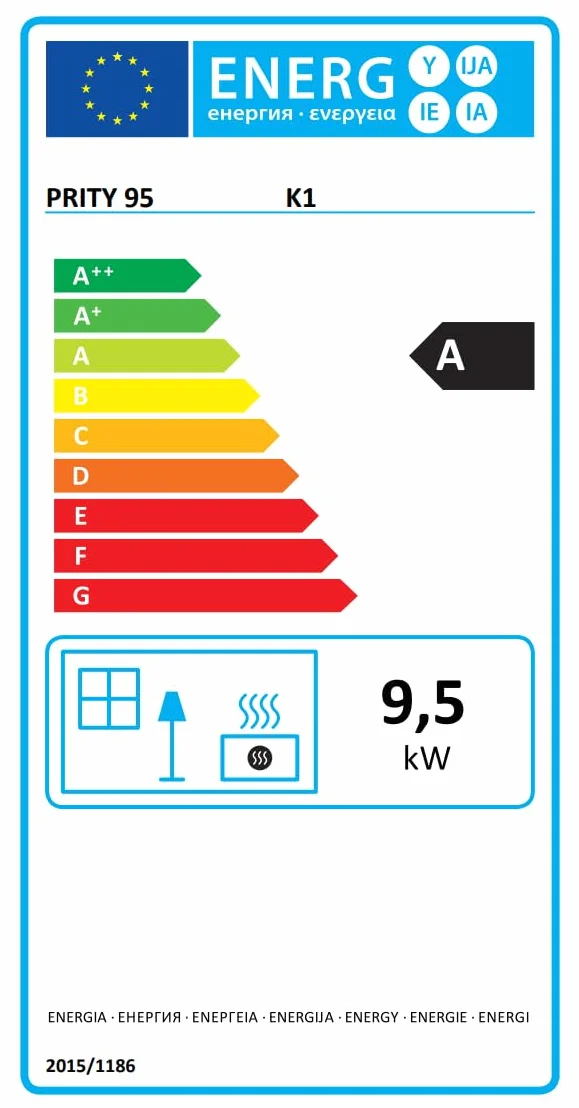 Estufa de leña 9 kW EEK A Acero Negro BimSchV Nivel 2