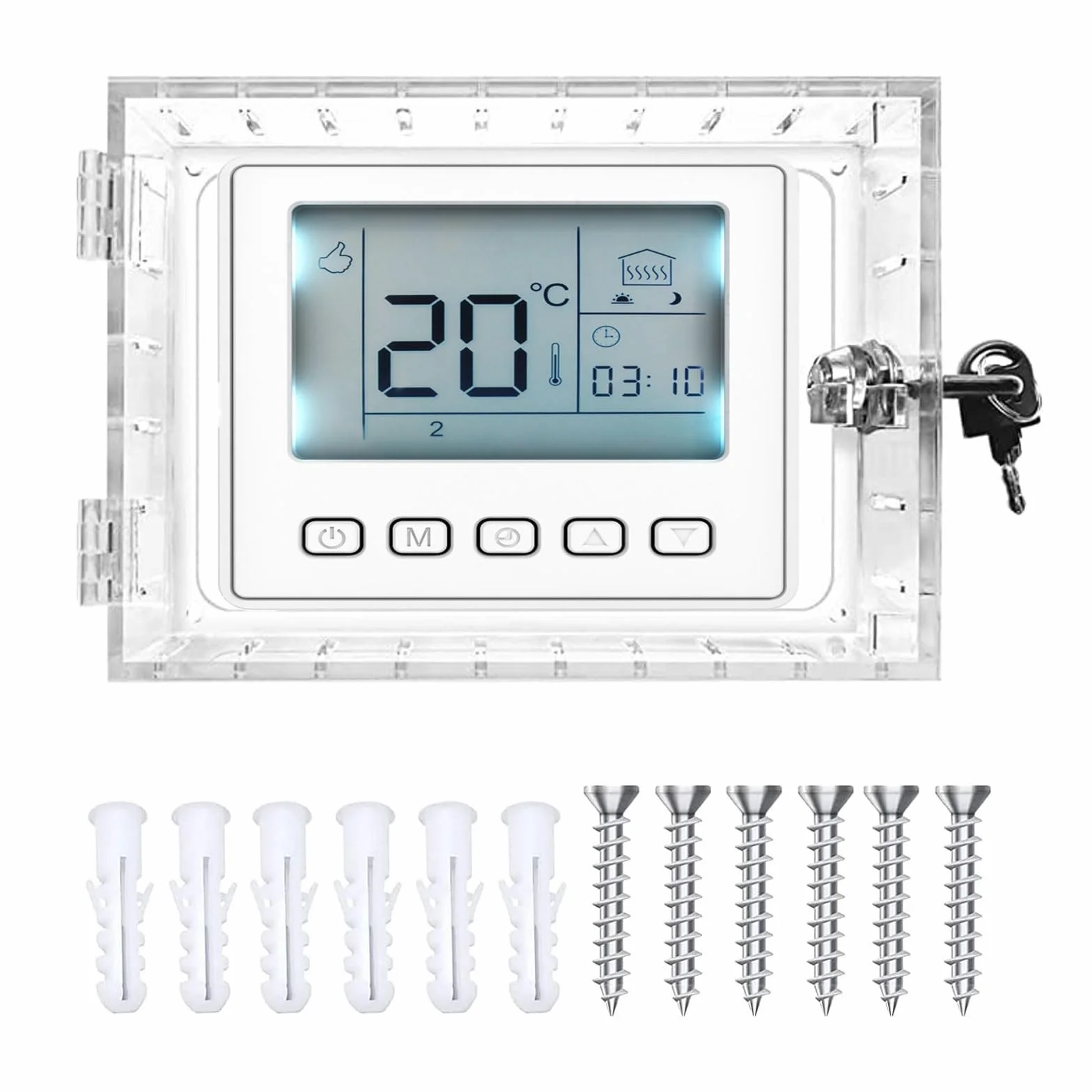 Termostato Guard, Caja de Bloqueo de Termostato, con Cerradura y Llave, Cubierta Termostática, Funda Transparente para el Hogar, Dormitorio