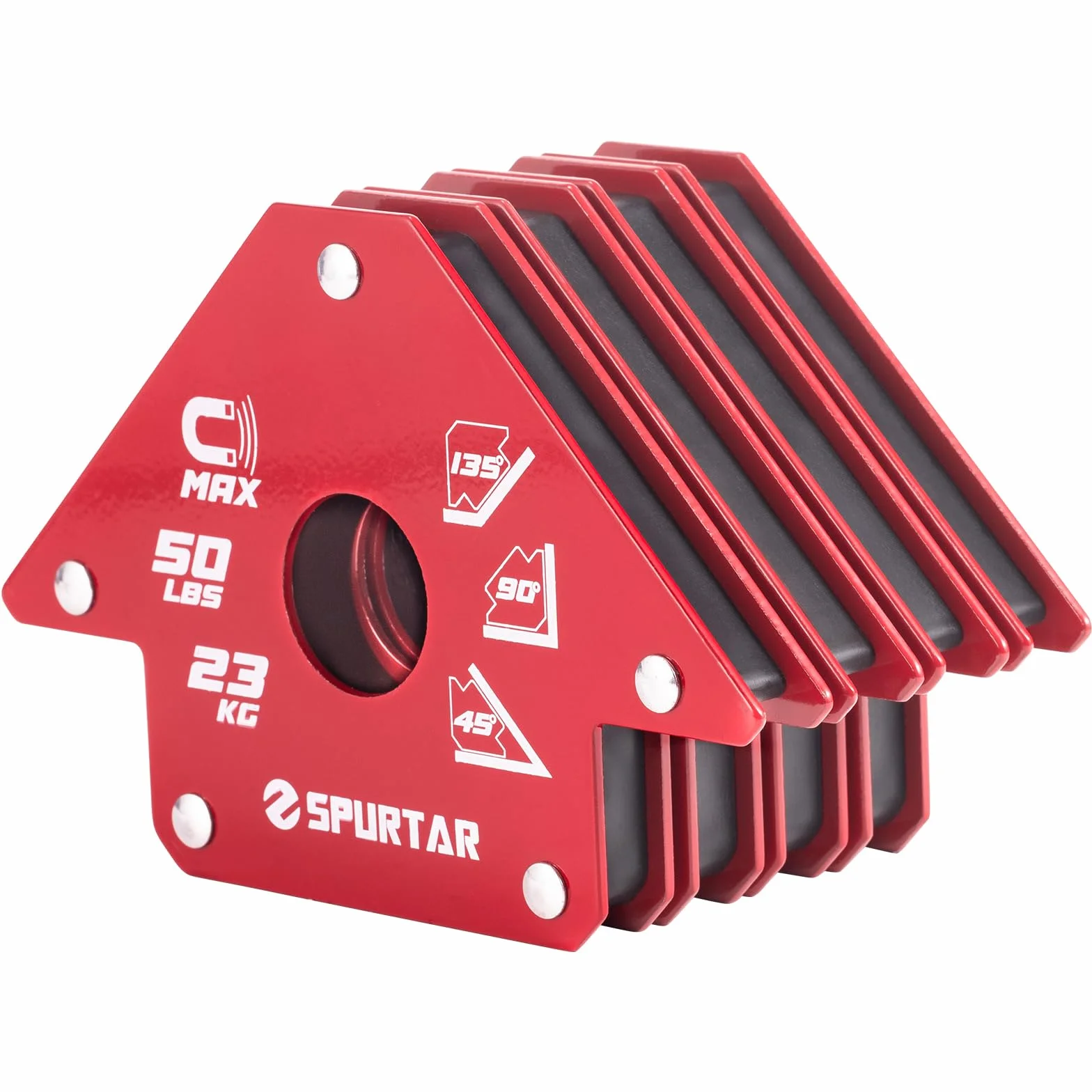 Spurtar 4 Pzas 23Kg Escuadras Magneticas Electrodos Soldadura Escuadra Magnetica para Soldar, 45, 90, 135 Grados