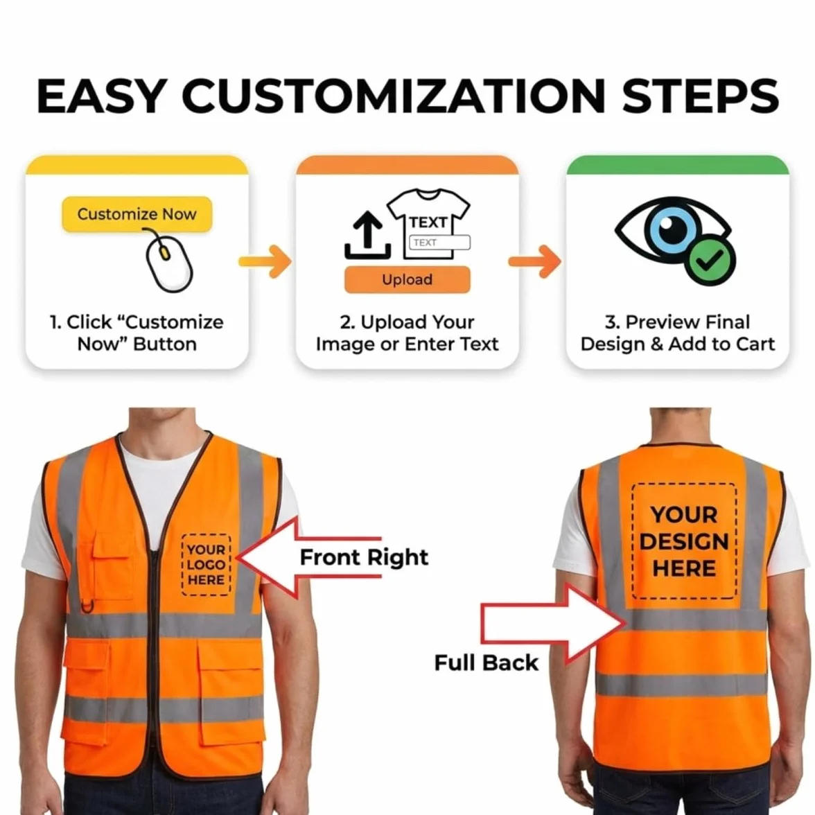 Chaleco de seguridad reflectante de alta visibilidad personalizado para construcción, tráfico y seguridad