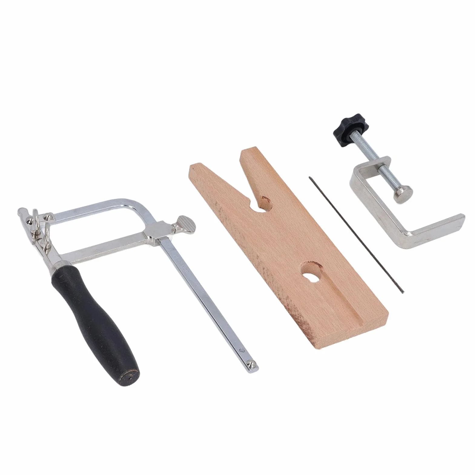 Kit de Corte de Joyería 3 en 1, Marco de Sierra Ajustable con Abrazadera de Ranura en V, Juego de 12 Cuchillas para Hacer Joyas con Abrazadera de Pasador de Madera, Herramientas