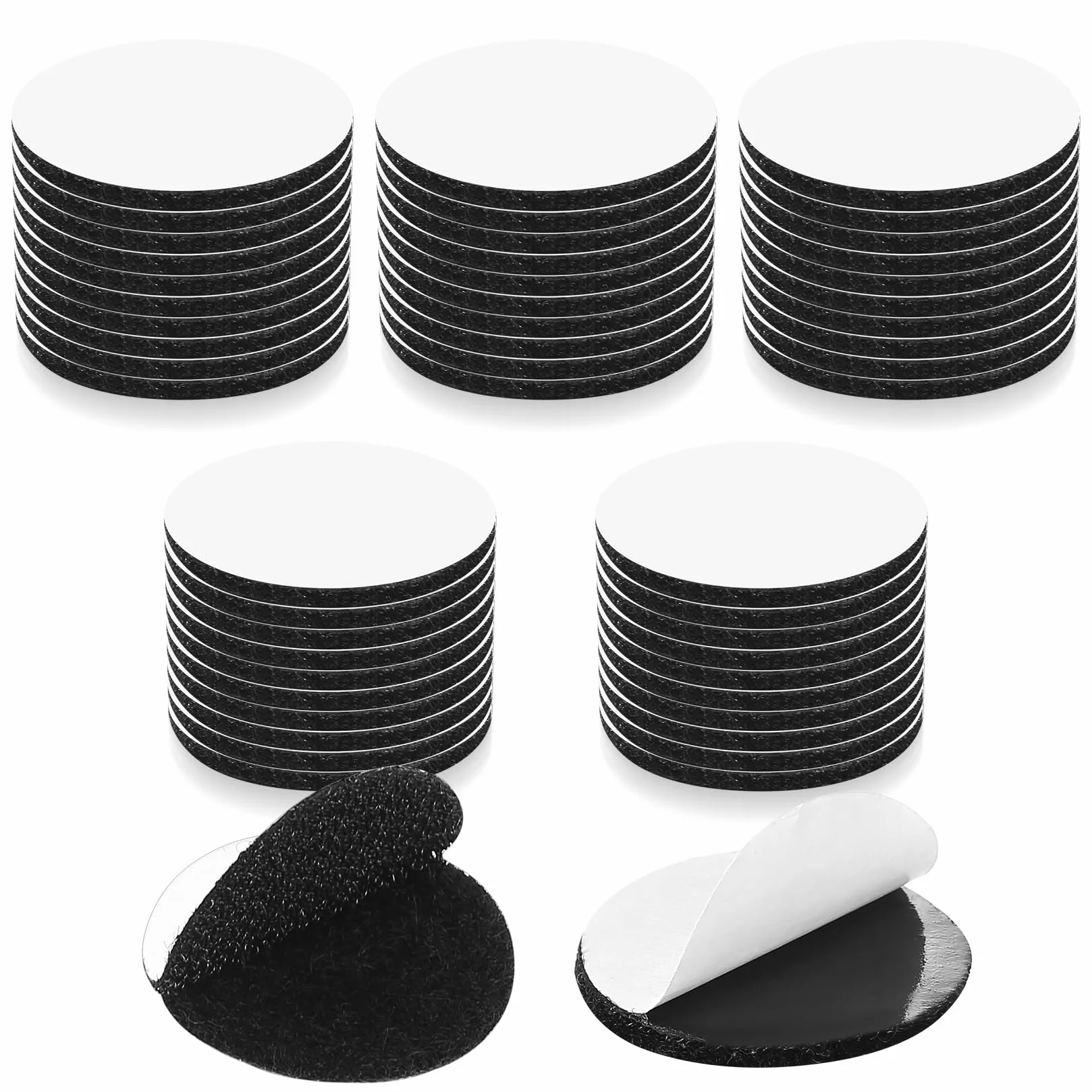 50 Pcs Puntos de Gancho y Bucle, Adhesivo Redondo, 30mm Adhesivo Doble Cara Redondo, Cintas Autoadhesivo Puntos Adhesivos Doble Cara para Suelo, Oficina, Escuela, Manualidades, Fotos