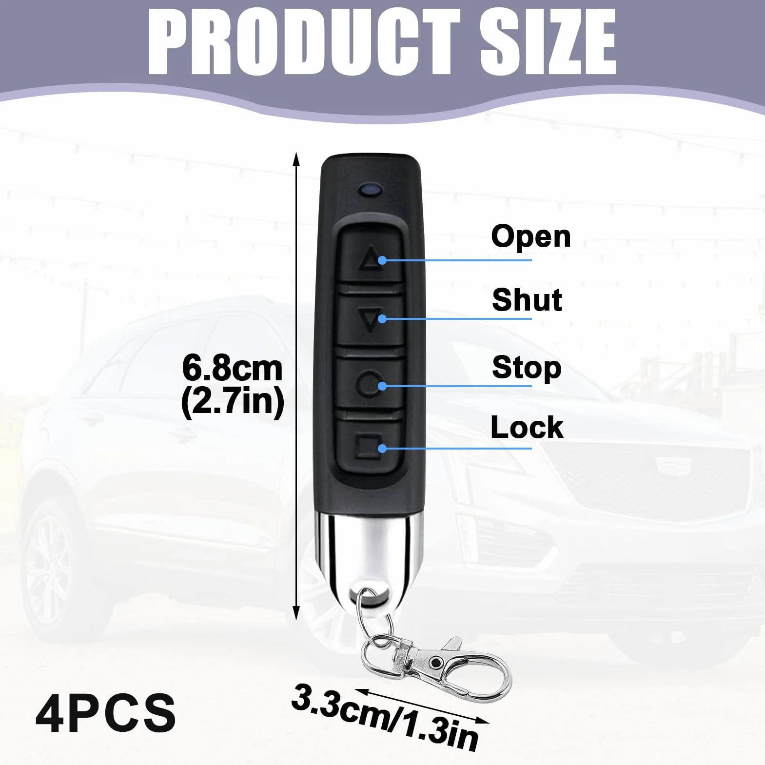 4 piezas 433 MHz Mando a distancia universal para puerta de garaje, interruptor remoto para puerta de garaje para clonar con 4 canales, emisor manual para puerta de garaje duplicador