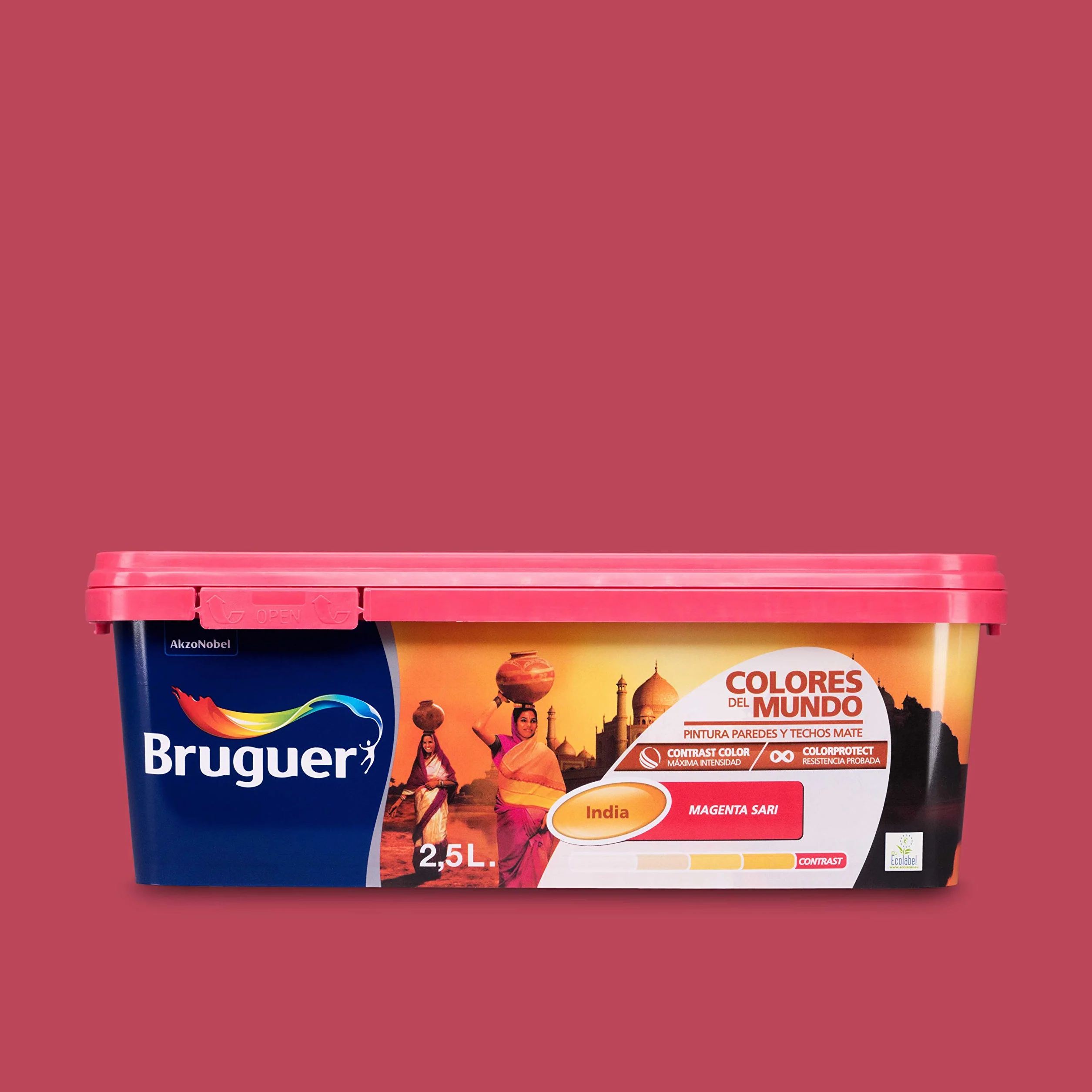 Bruguer Colores del Mundo Pintura para paredes monocapa India Magenta Sari 2,5 L