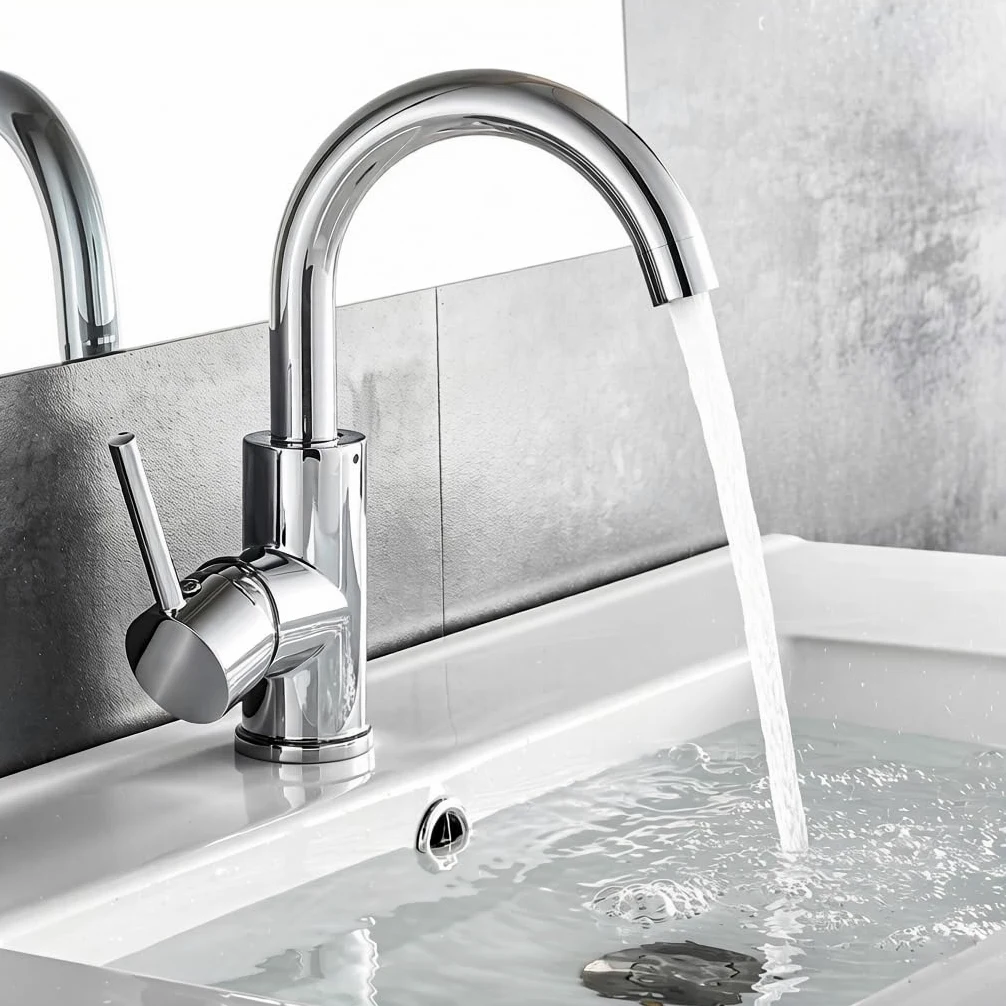 Auralum Grifo Lavabo 360°Giratorio, Mezclador Monomando de Baño Alto, Agua Fria y Caliente Disponible, Aireador Extraíble, Clásico Cromado, 60CM Manguera