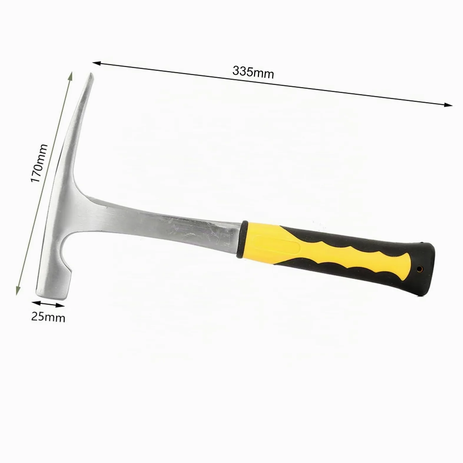 Tyenaza Martillo de Geologo, Martillos de Ladrillo Geológico, Martillos de Exploración Geológica, con Mango de Goma Cómodo, para Investigación Geológica, Familiar, Construcción‎(33,5x17cm)