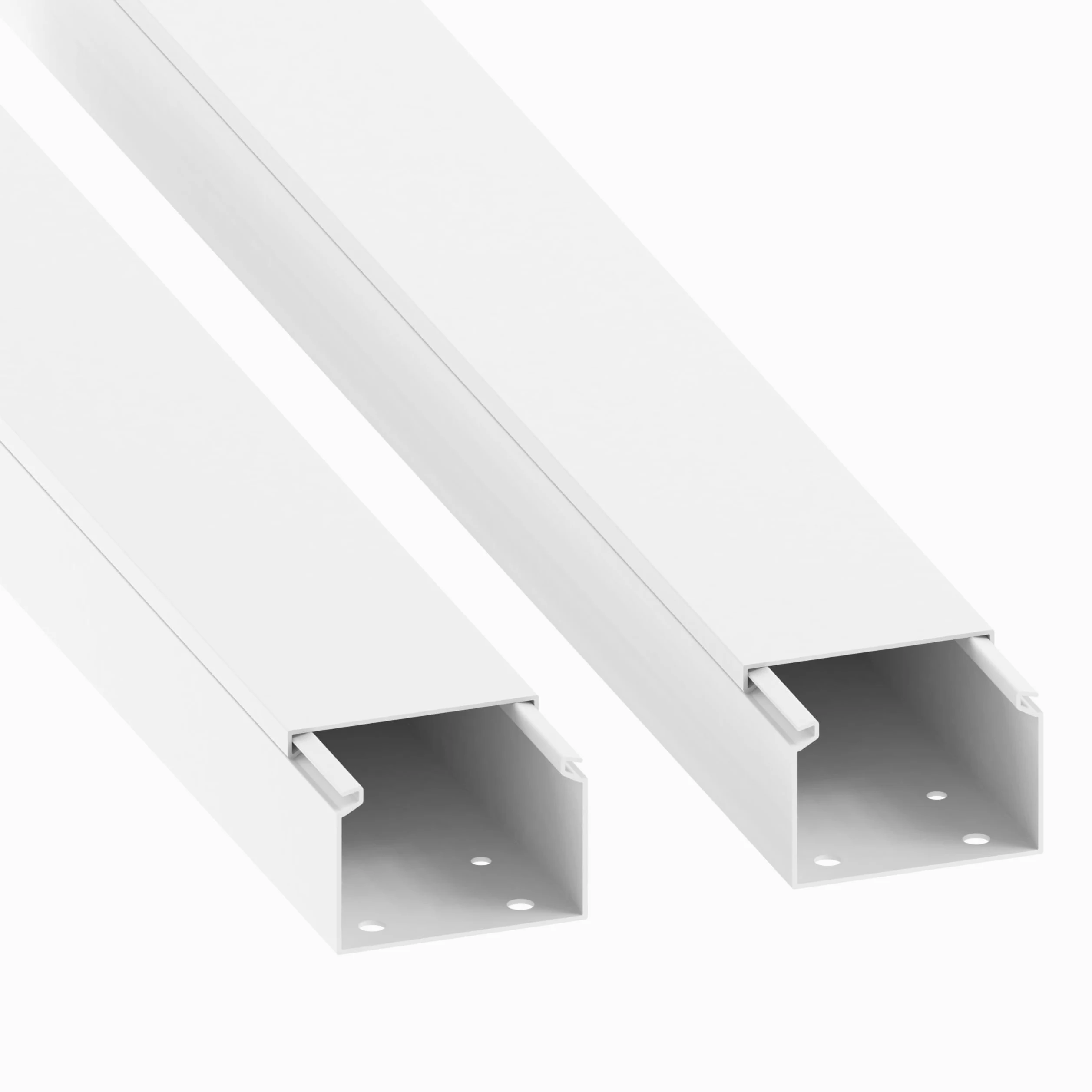 Cable Coach Pasacables (con Orificio de Montaje en la Parte Inferior) 40 x 60 mm, PVC, Longitud 2 m (2 x 1 m), Color Blanco