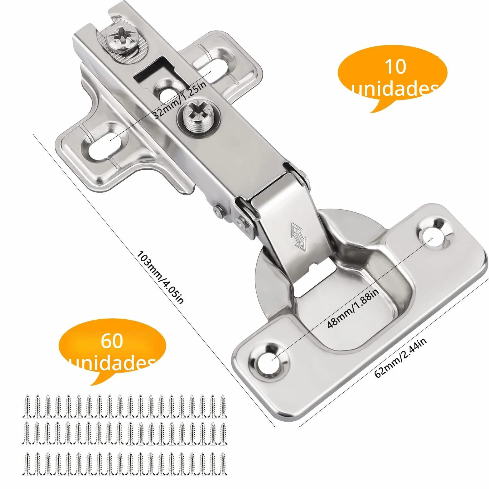 Bisagras Puertas Cocina 10 Piezas con Tornillos, Ángulo 90 Grados, Bisagras de Armario