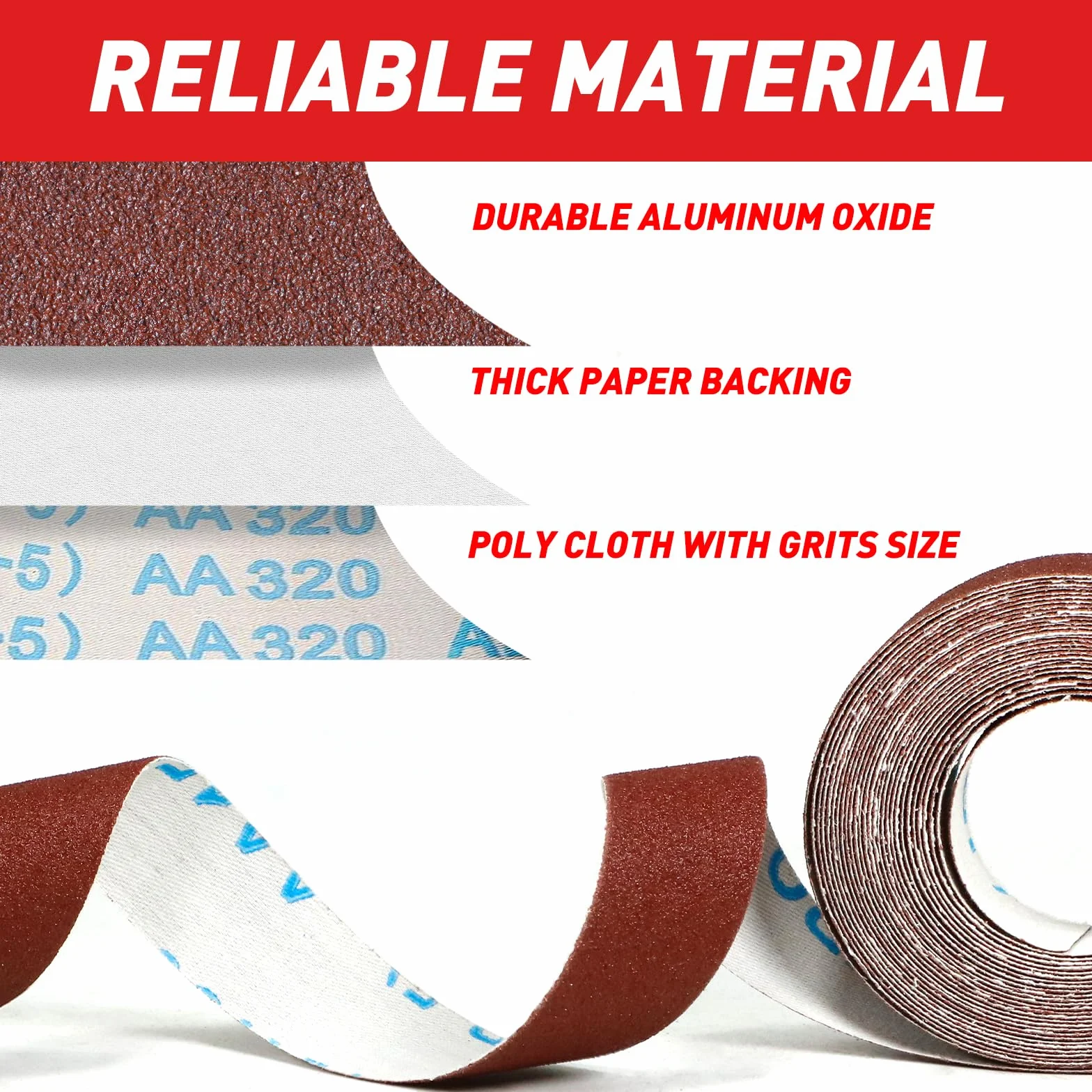 Rollos de Papel de Lija, Grano 80/120/240/320/400/600, Rollos Papel Abrasivo en Húmedo y en Seco, 25 mm x 6 m, Papel Lija para Reparación de Muebles de Madera, Lijado de Metales, Pulido de Coches