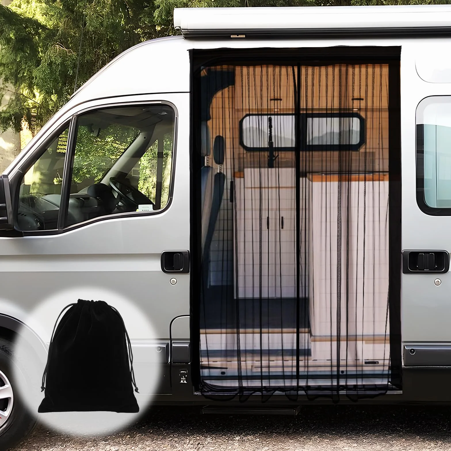 Mosquitera magnética para furgoneta, mosquiteras para coche, imanes Universa, cierre magnético central, autocaravanas, puerta lateral/maletero, ventilación, 180 x 150 cm