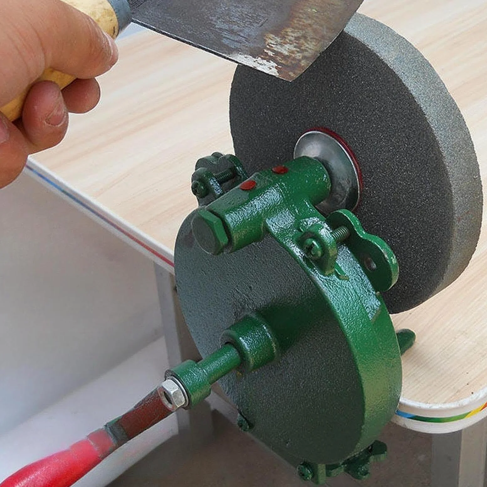 Milageto Herramienta de afilador de máquina de molienda de arranque a mano práctica, resistente al desgaste, múltiples usos múltiples fáciles de usar Manual de, 6 Inch