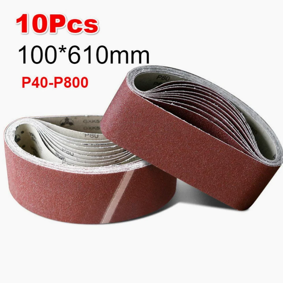 10 Uds 100 * 610mm bandas de lijado 40-800 granos bandas abrasivas de papel de lija para accesorios de herramientas rotativas eléctricas de lijadora, 10 Uds 400 granos