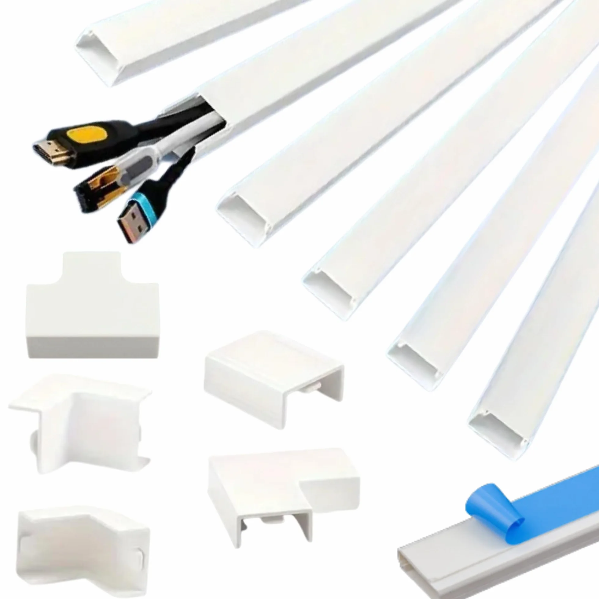 Canaleta Cables Pared Adhesivo 6x1metro (15x10mm) Blanco 10 Accesorios