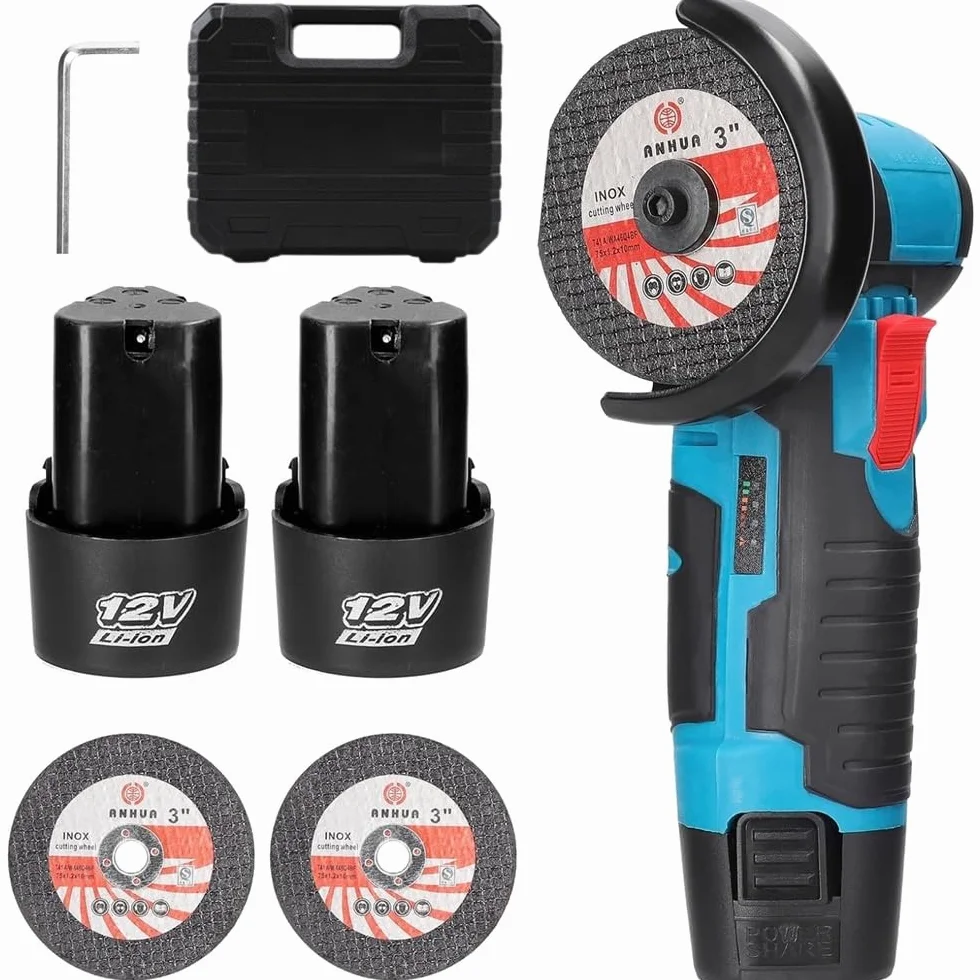 Mini Amoladora Angular Recargable de Doble Batería de 12V para Pulir, Lijar y Cortar