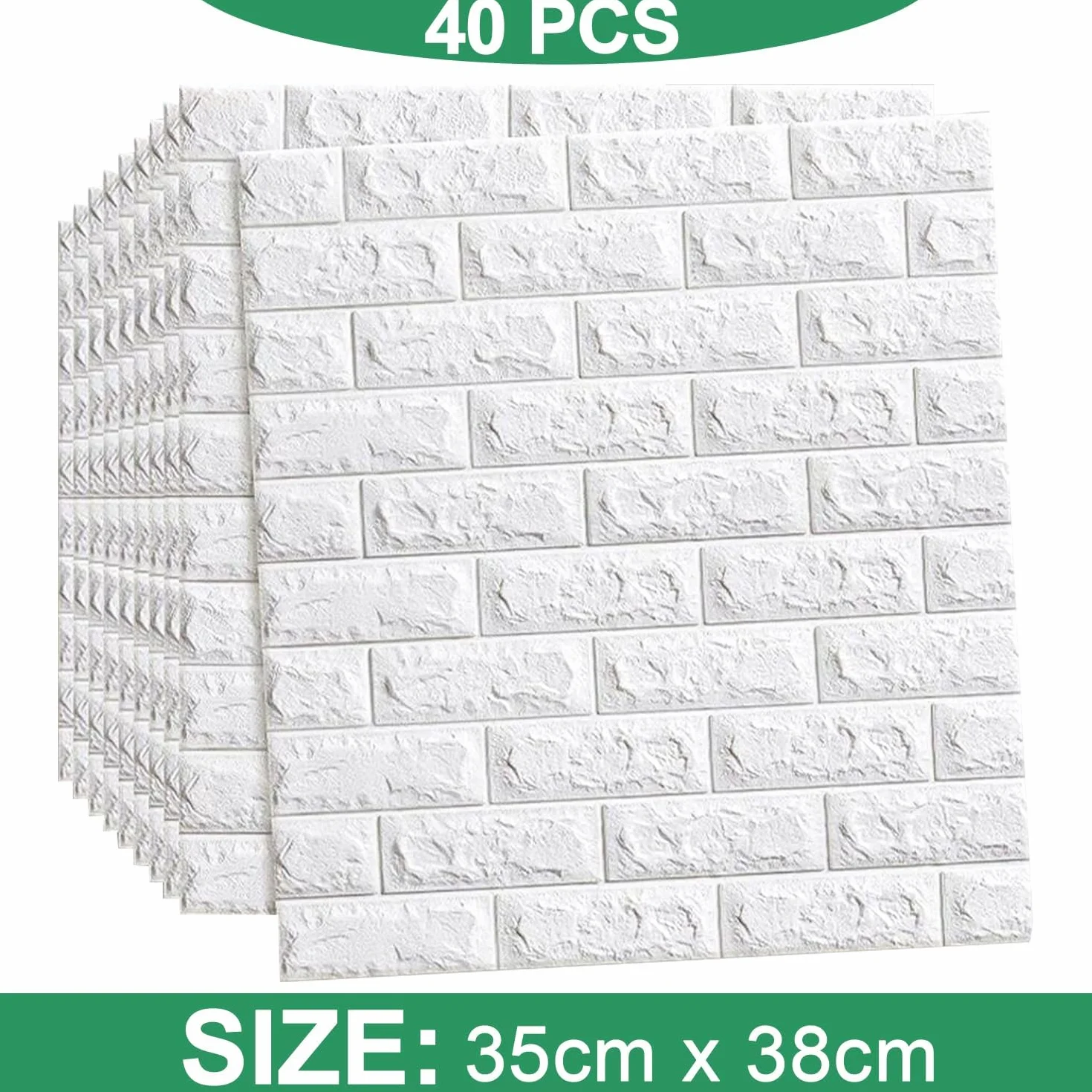 40 Piezas Papel 3D Blanco Ladrillo Pared Autoadhesivo, 35 × 38 cm Grueso Impermeable PVC Panel Decorativo Pared, Revestimiento de Paredes, Pegatinas Pared para Paredes de Cocina, Oficina, Dormitorio