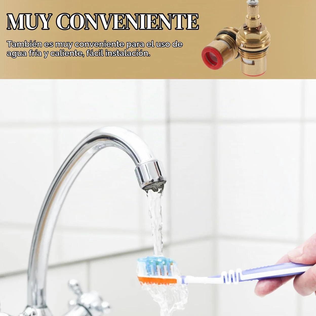 POPETPOP Reemplazo de La Válvula de Grifo Cartucho de Toque de Mezcladora Válvulas de Grifo de Reemplazo de Grifo de Latón Cerámico de Reemplazo de Cartucho de Grifo 2Pcs (Rojo)