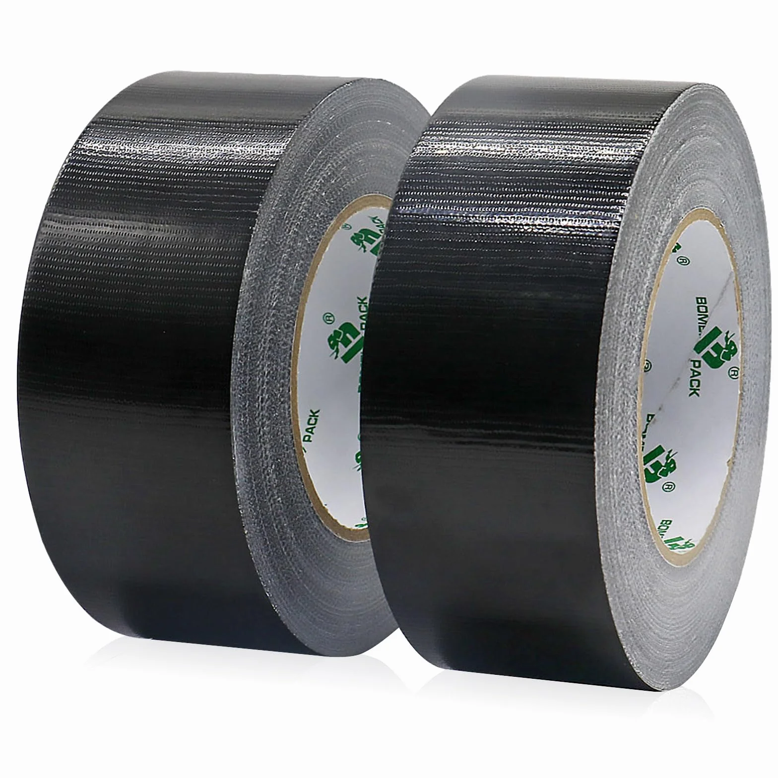 BOMEI PACK 2 rollos Cinta Americana 50mm x 50 m - Cinta Adhesiva Negra - Cinta Fuerte de Tela Reforzada con Tejido - Para Interiores y Exteriores (black 50mm)