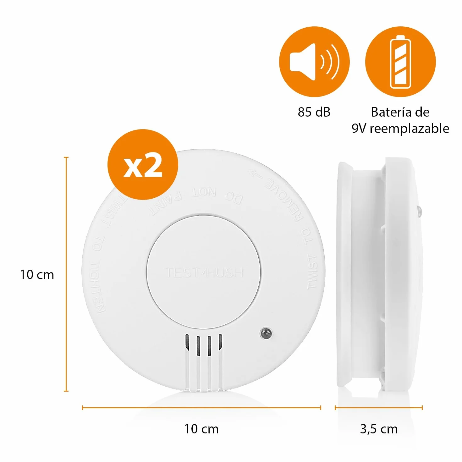 Smartwares Juego de 2 detectores de Humo Sensores ópticos 10 años Pilas reemplazables 5 años