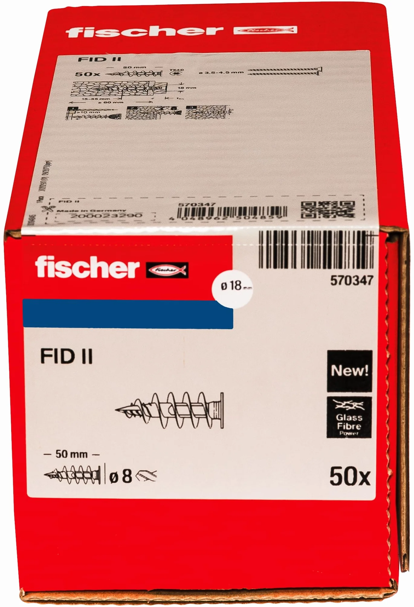 Fischer FID II 50 mm 50 x Tacos para abrigos aislantes para fijación cargas ligeras 570347